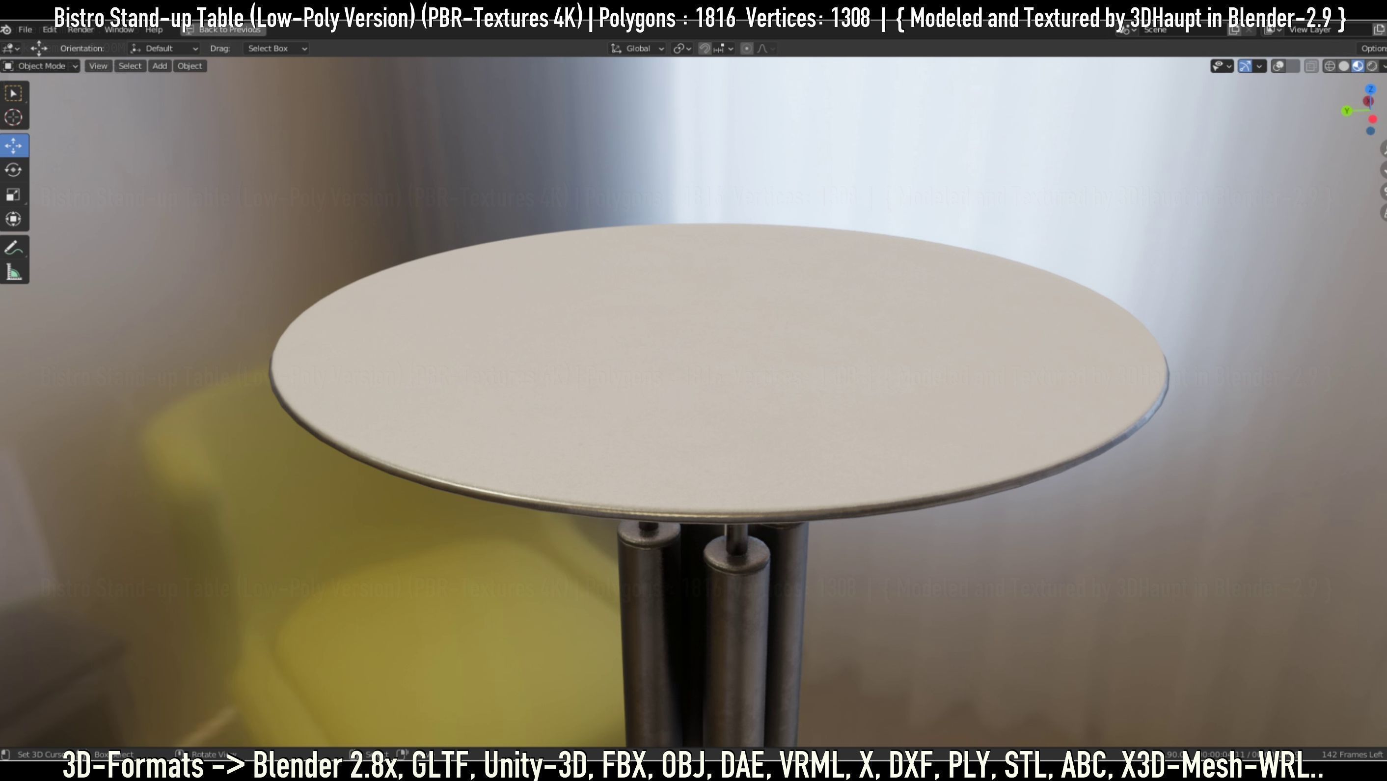 Bistro Stand-up Table Low-Poly Version Low-poly 3D model_102