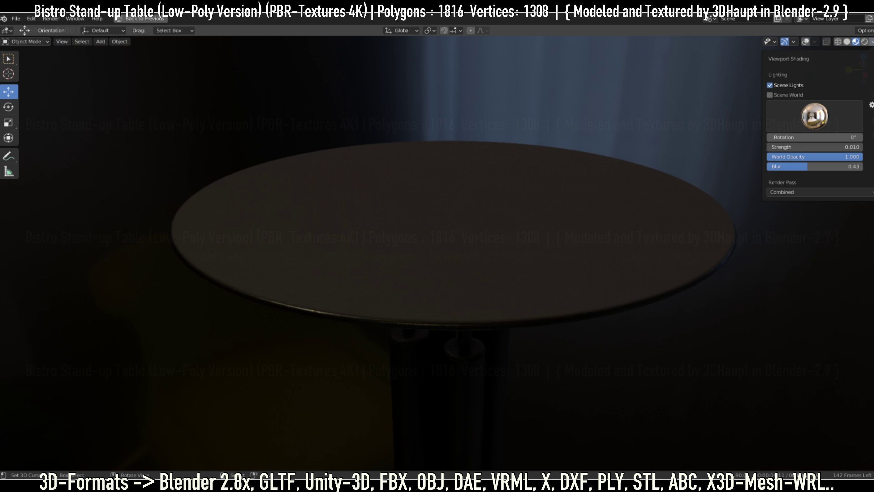 Bistro Stand-up Table Low-Poly Version Low-poly 3D model_130