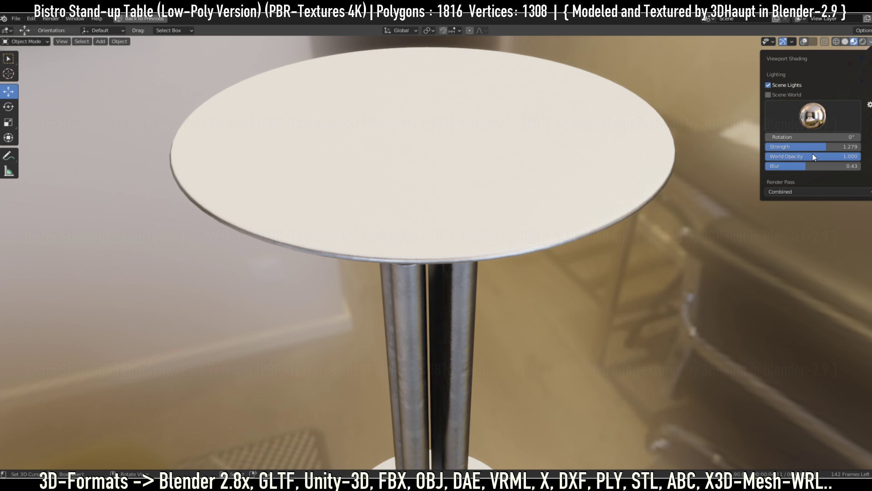 Bistro Stand-up Table Low-Poly Version Low-poly 3D model_74