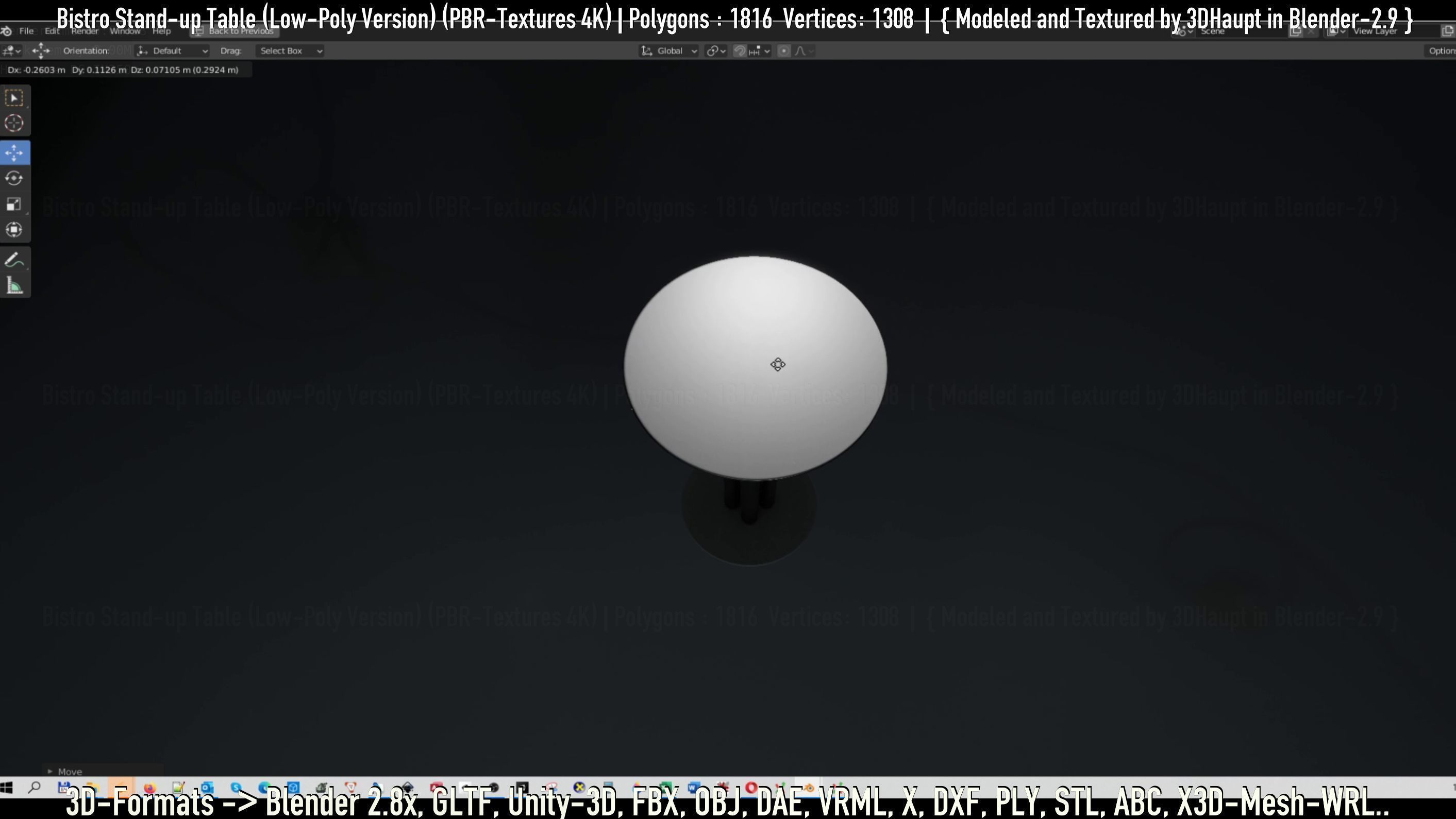 Bistro Stand-up Table Low-Poly Version Low-poly 3D model_116