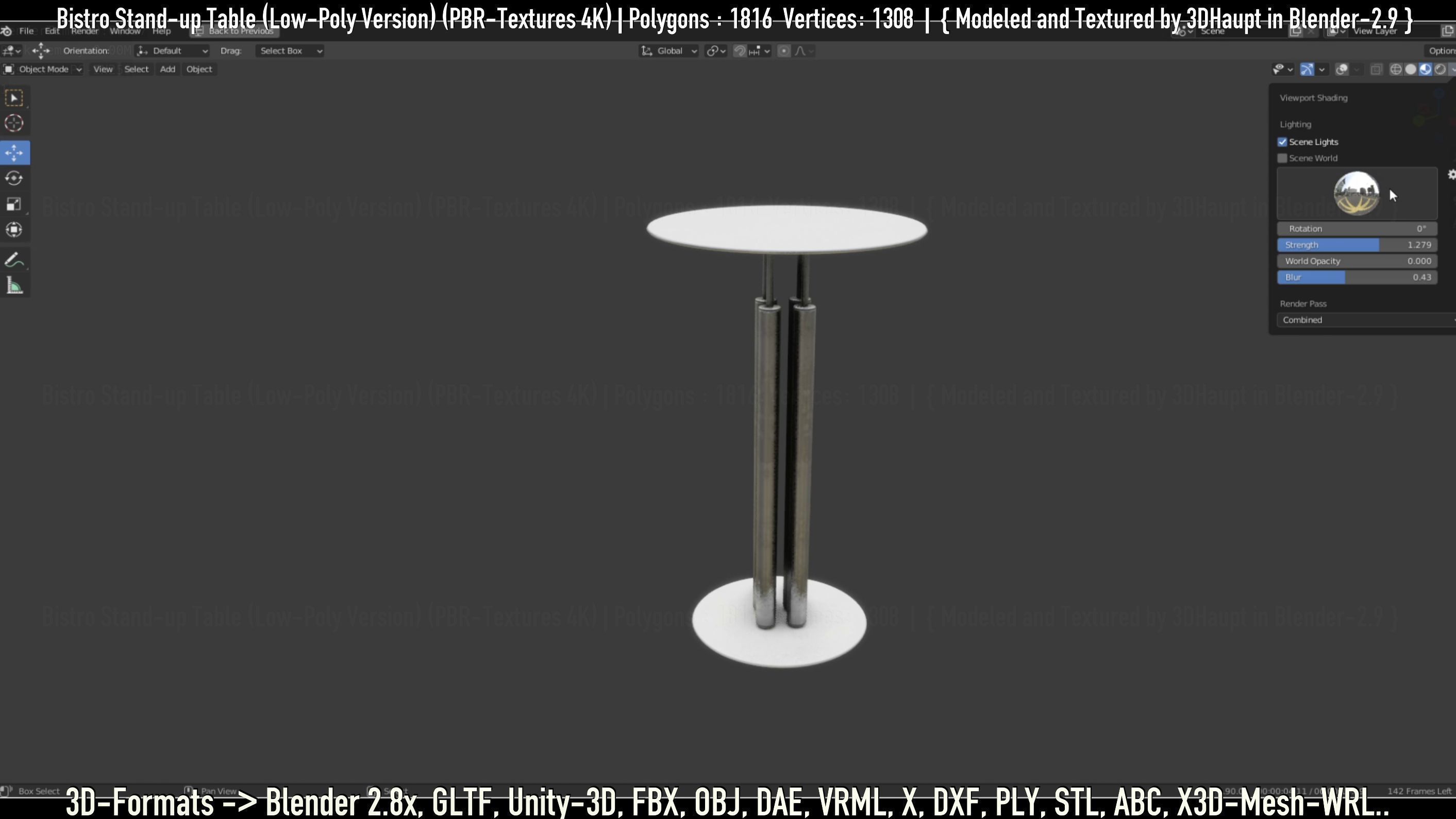 Bistro Stand-up Table Low-Poly Version Low-poly 3D model_68