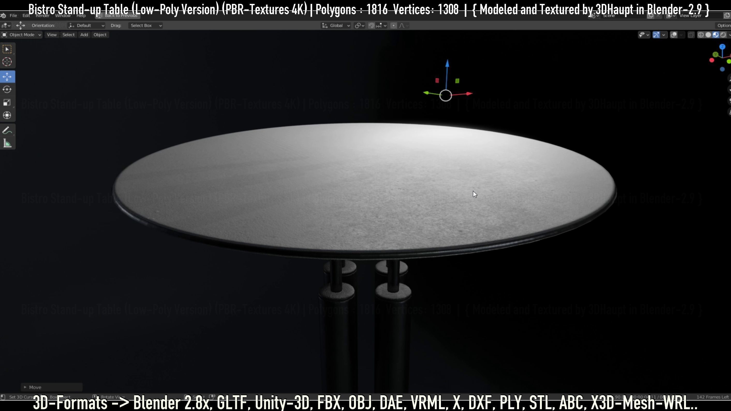 Bistro Stand-up Table Low-Poly Version Low-poly 3D model_122