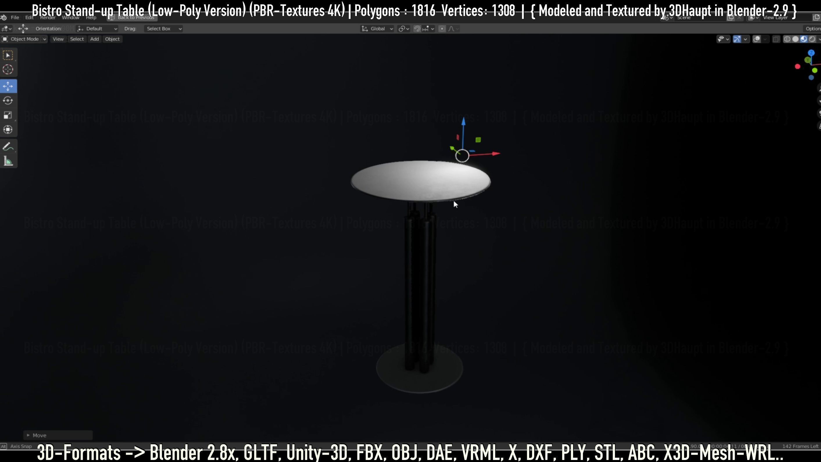 Bistro Stand-up Table Low-Poly Version Low-poly 3D model_108