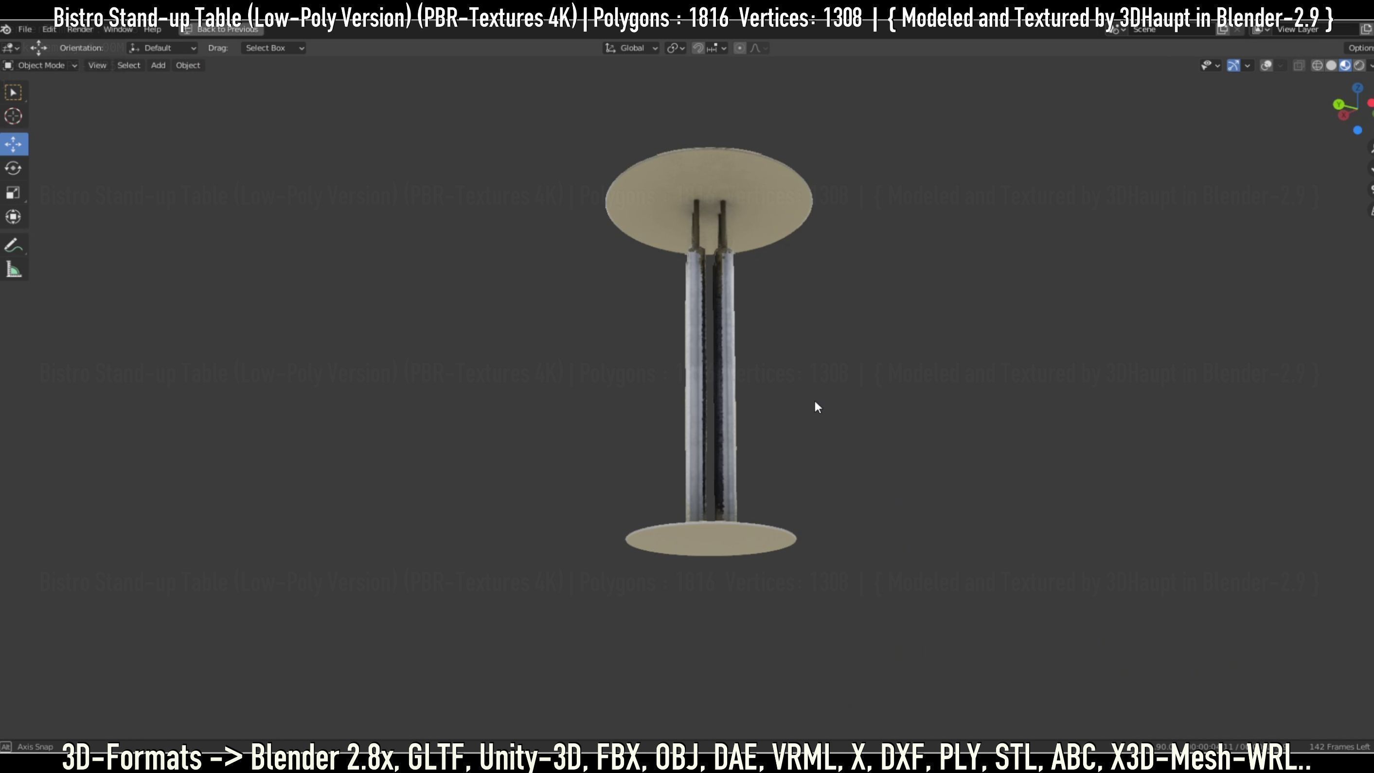 Bistro Stand-up Table Low-Poly Version Low-poly 3D model_21