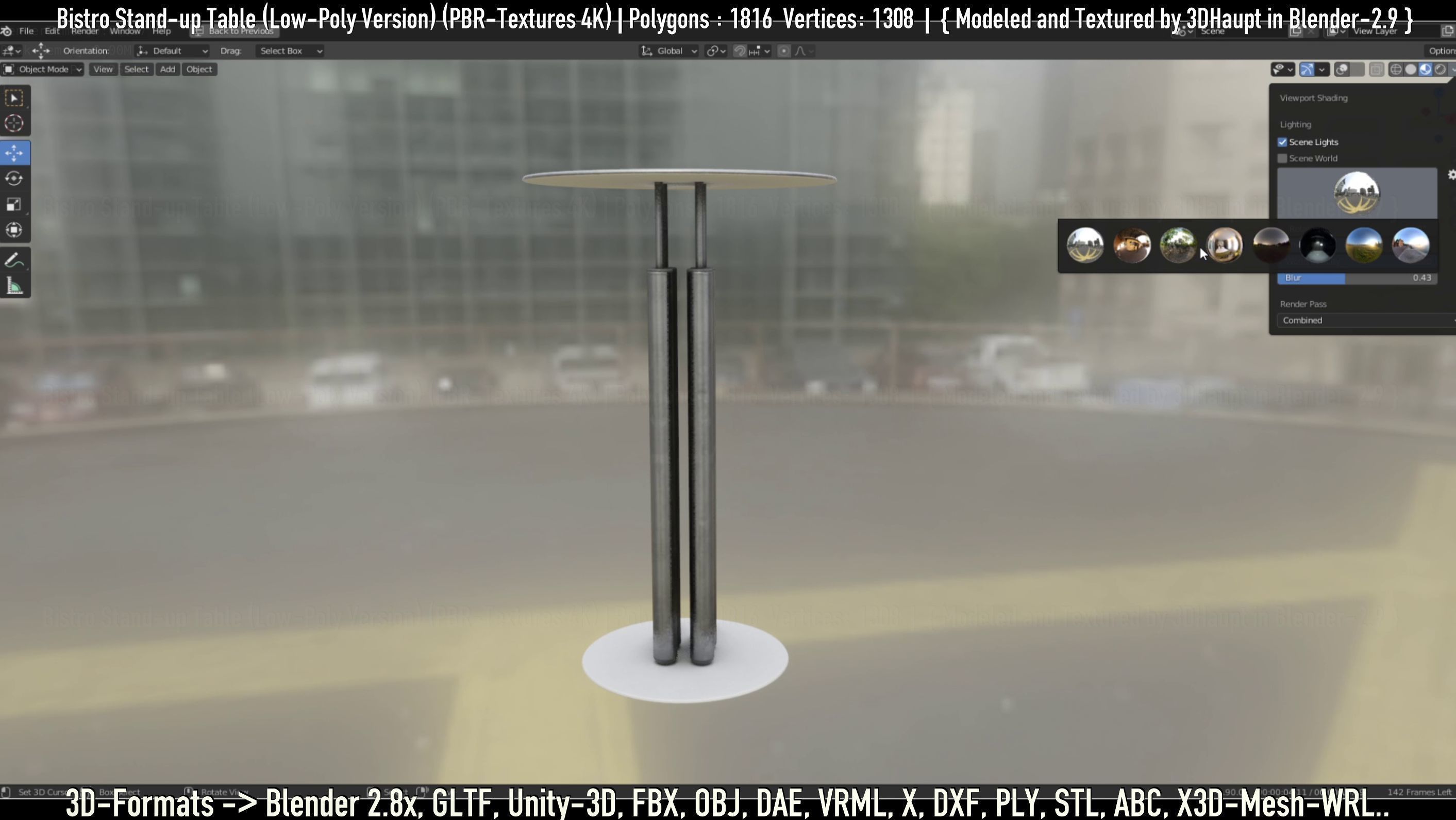 Bistro Stand-up Table Low-Poly Version Low-poly 3D model_97