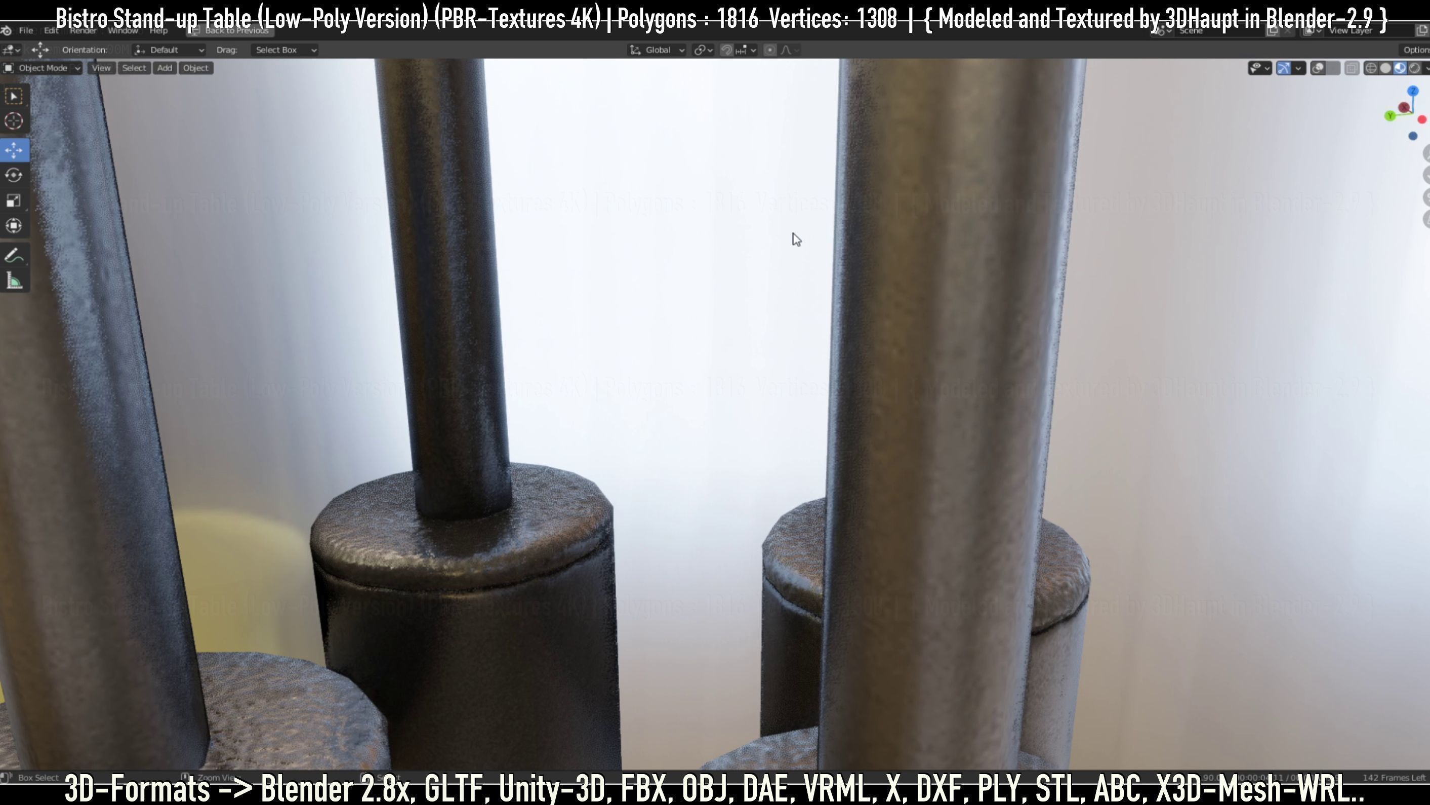 Bistro Stand-up Table Low-Poly Version Low-poly 3D model_16