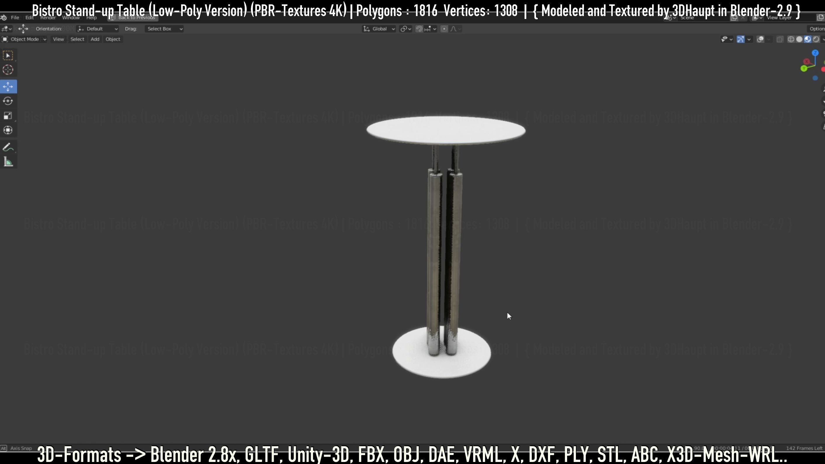 Bistro Stand-up Table Low-Poly Version Low-poly 3D model_59