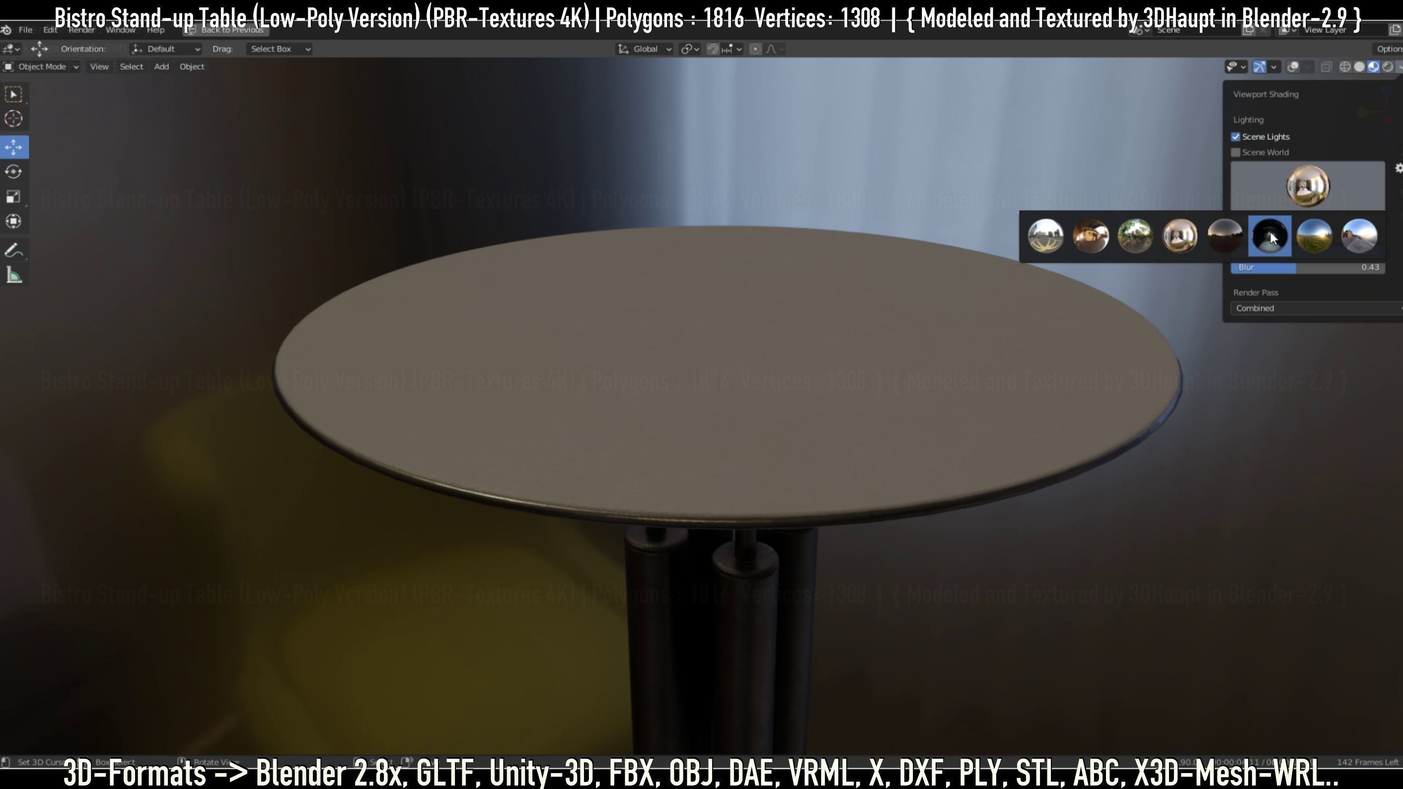 Bistro Stand-up Table Low-Poly Version Low-poly 3D model_132