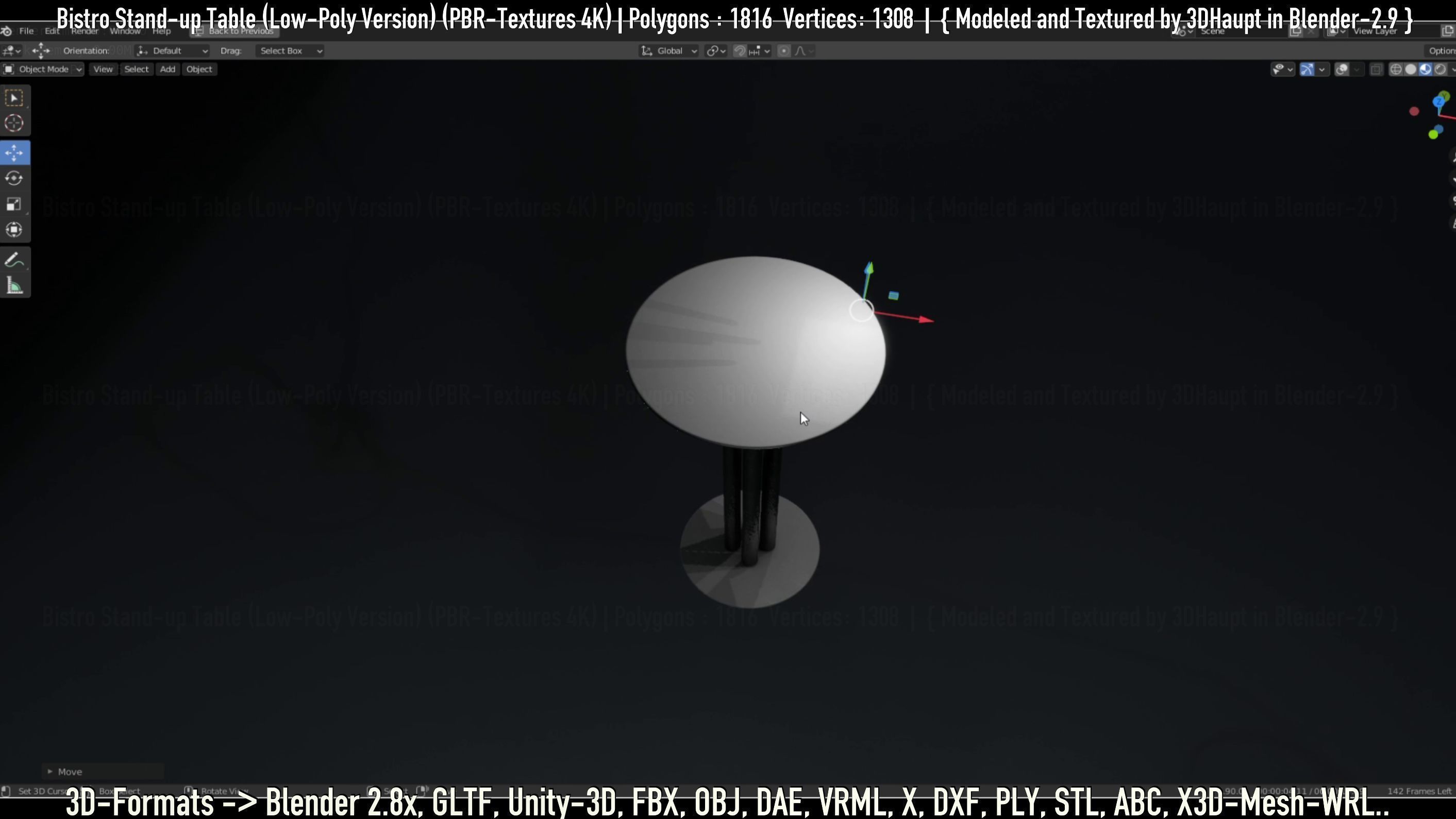 Bistro Stand-up Table Low-Poly Version Low-poly 3D model_117