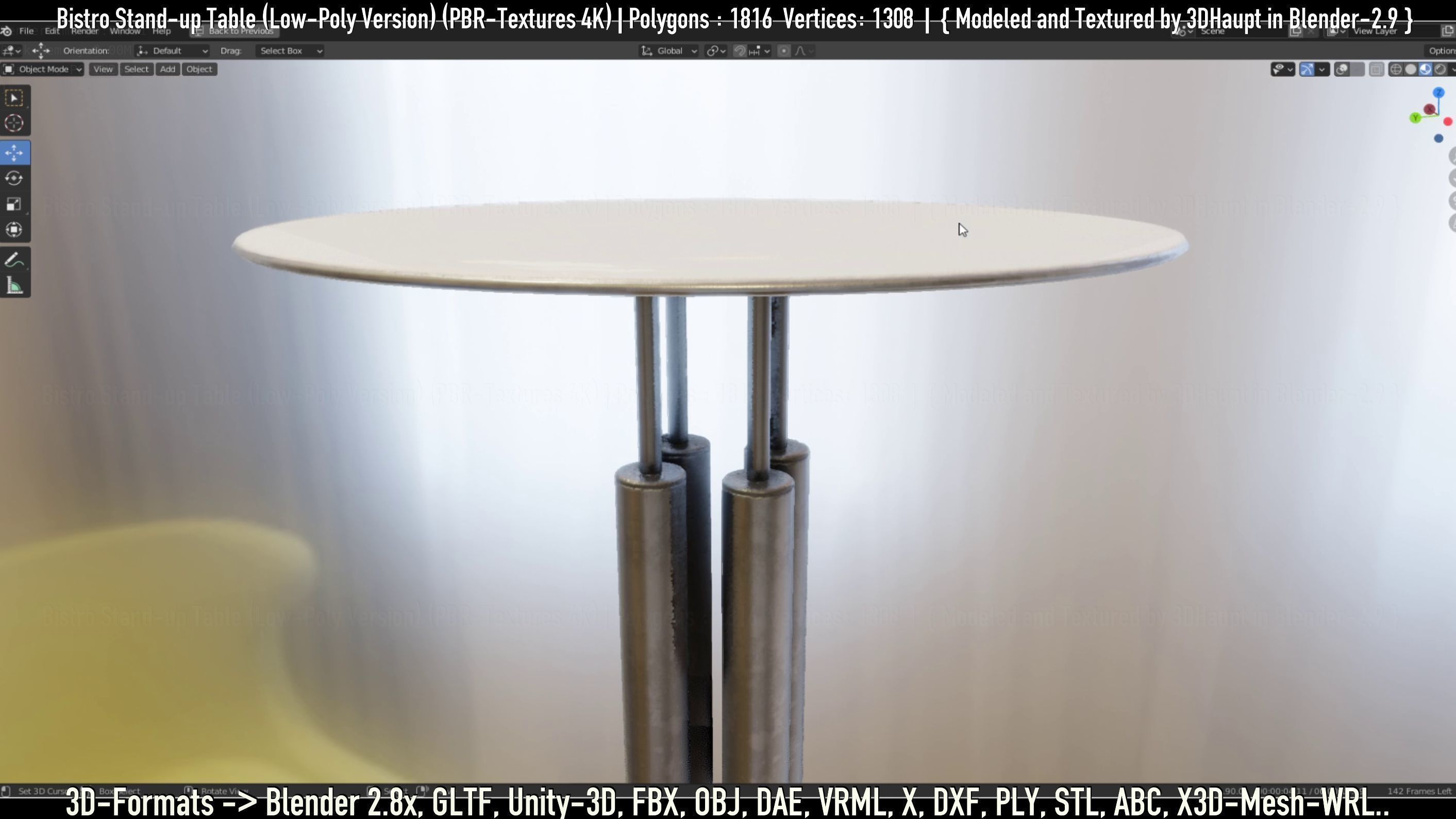 Bistro Stand-up Table Low-Poly Version Low-poly 3D model_2