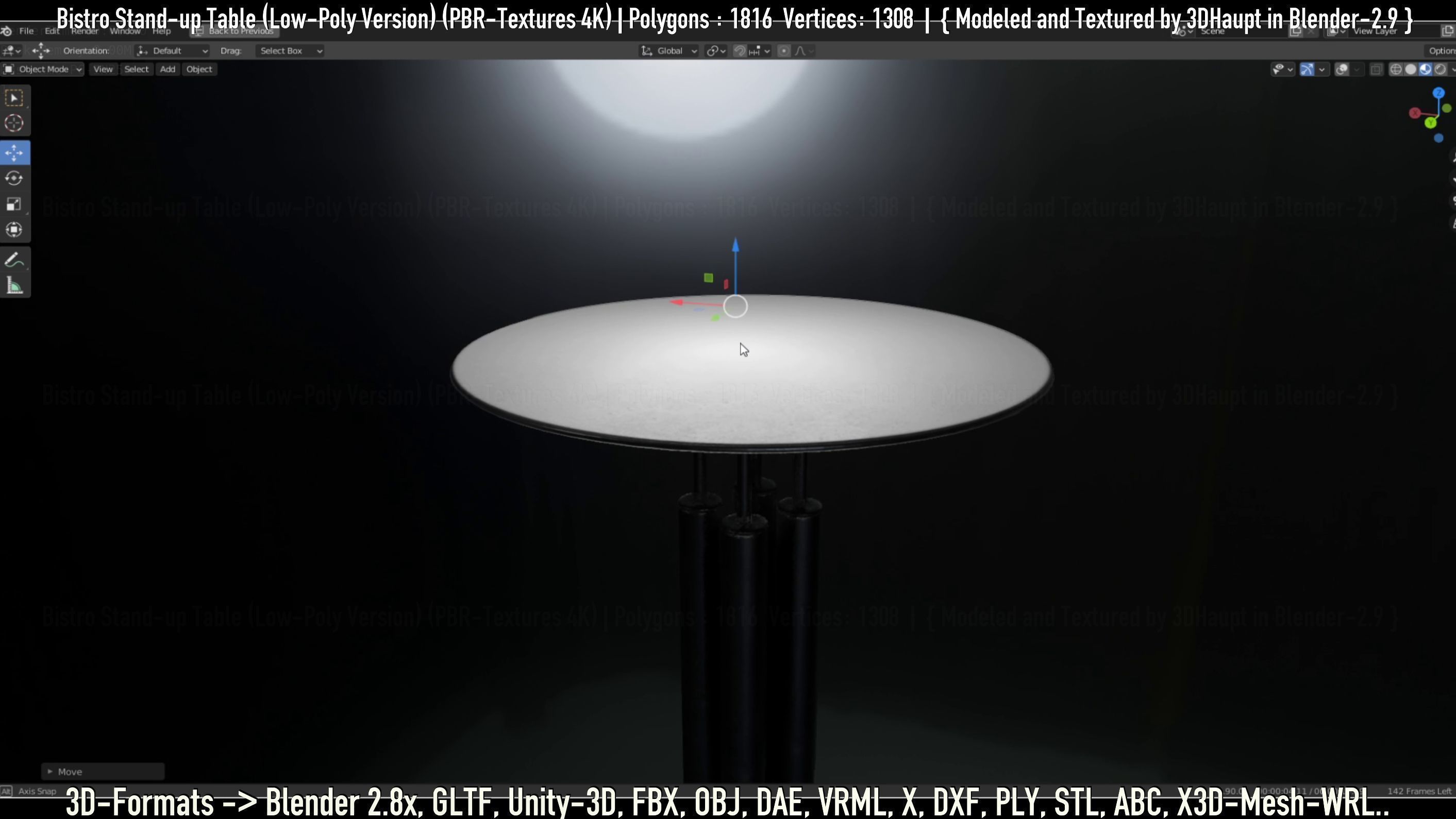 Bistro Stand-up Table Low-Poly Version Low-poly 3D model_109