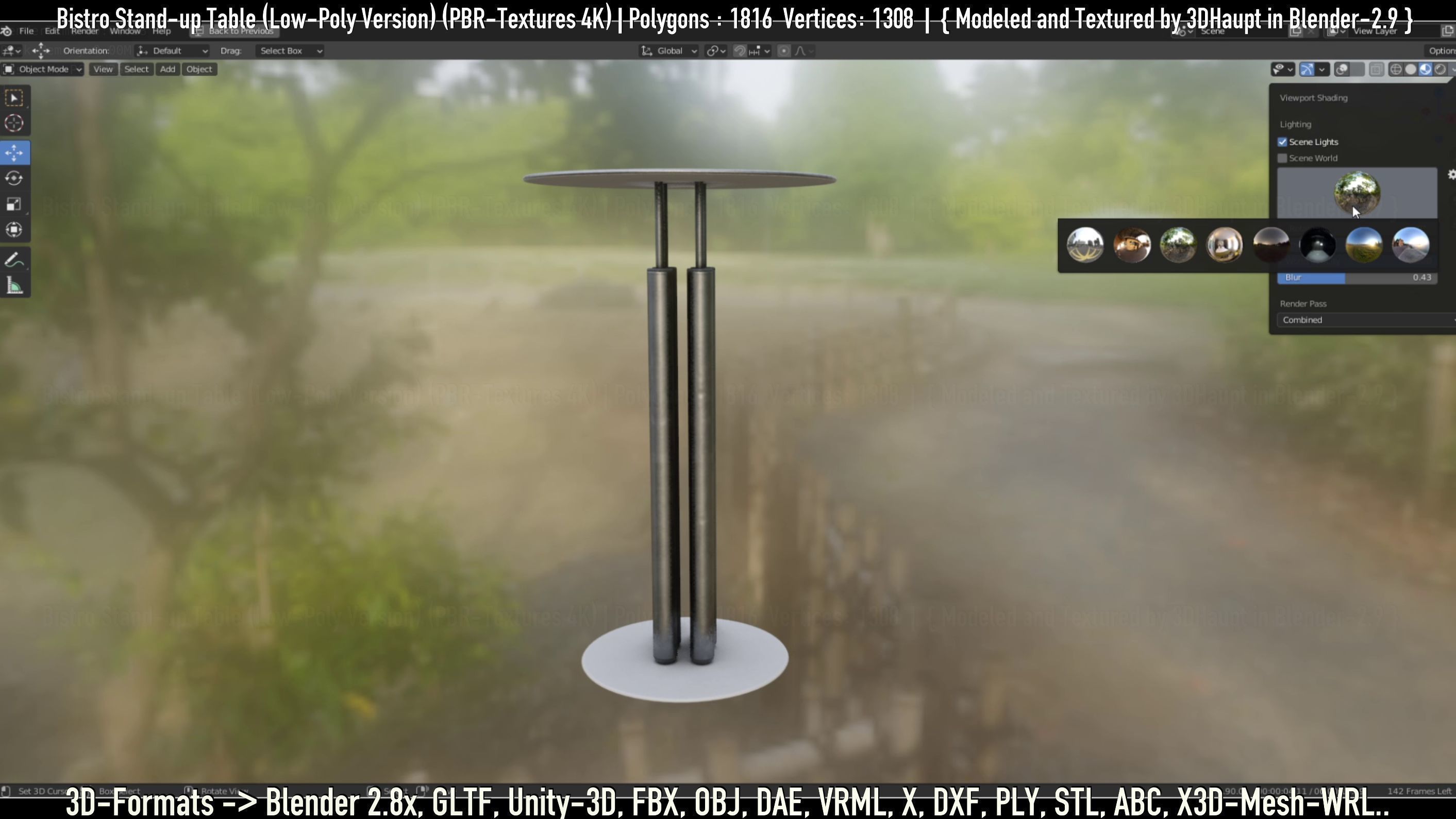 Bistro Stand-up Table Low-Poly Version Low-poly 3D model_50