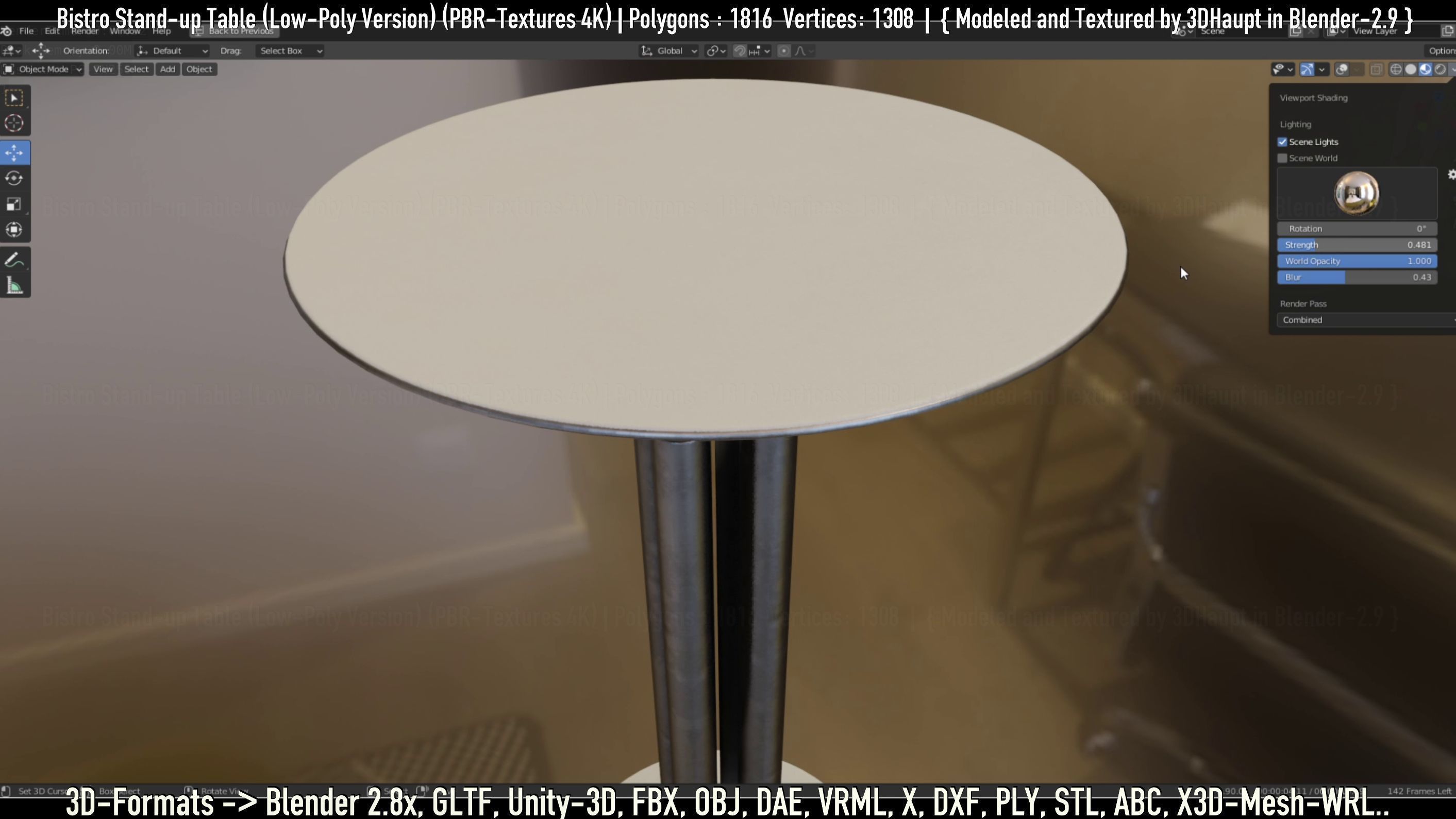 Bistro Stand-up Table Low-Poly Version Low-poly 3D model_61