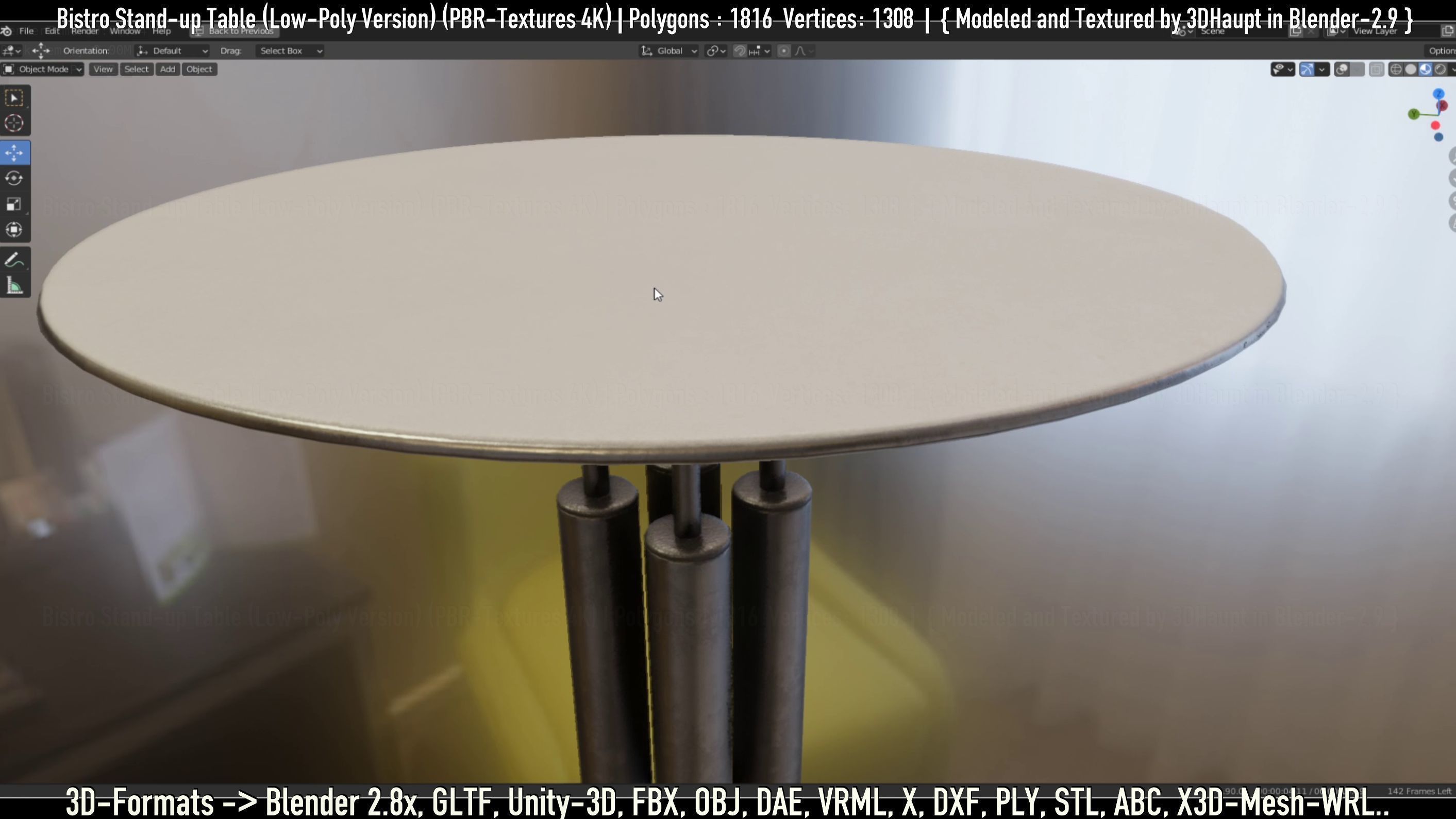 Bistro Stand-up Table Low-Poly Version Low-poly 3D model_47