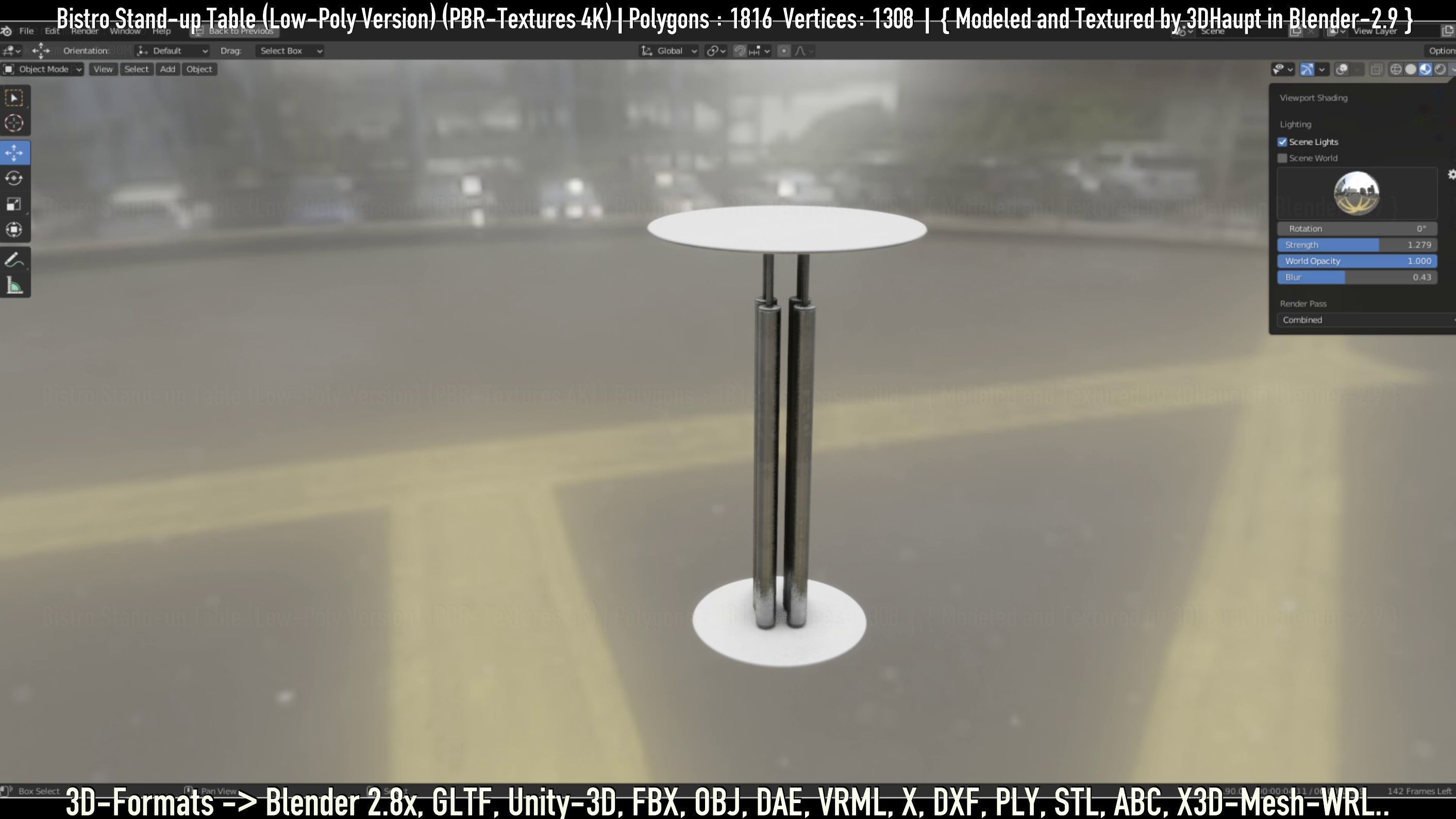 Bistro Stand-up Table Low-Poly Version Low-poly 3D model_100