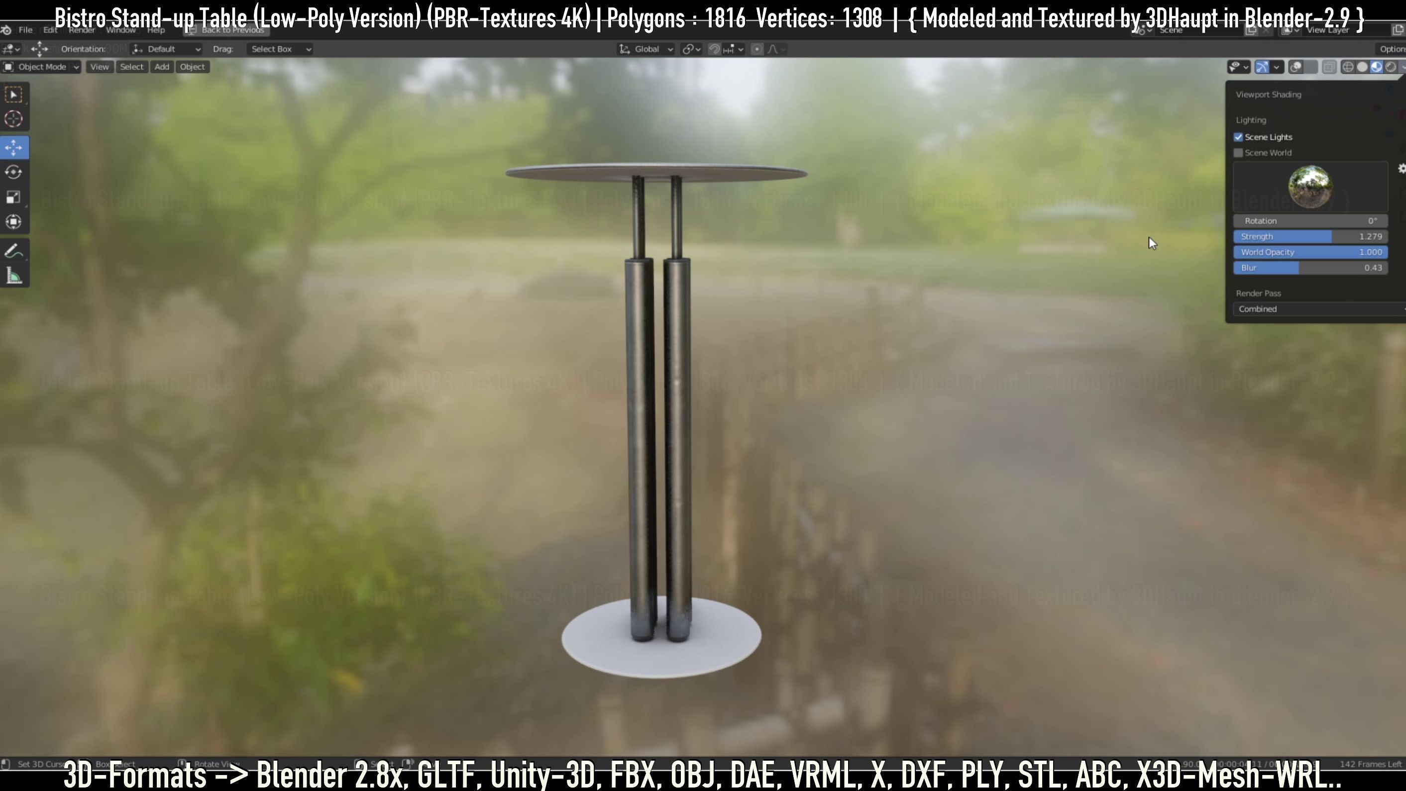 Bistro Stand-up Table Low-Poly Version Low-poly 3D model_22