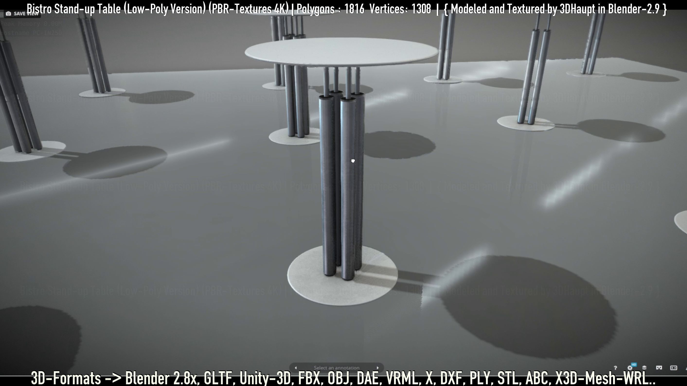 Bistro Stand-up Table Low-Poly Version Low-poly 3D model_15