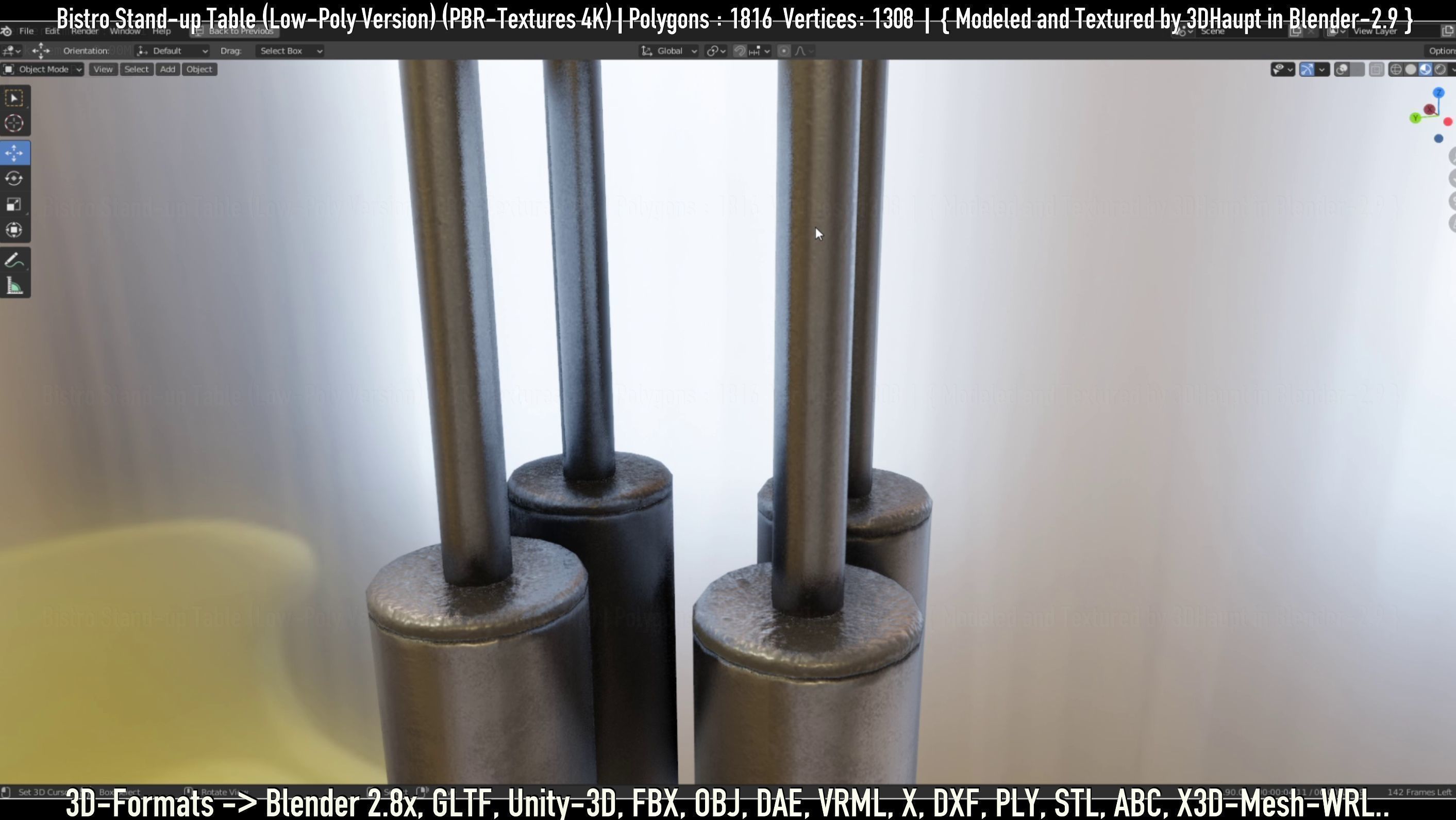 Bistro Stand-up Table Low-Poly Version Low-poly 3D model_3