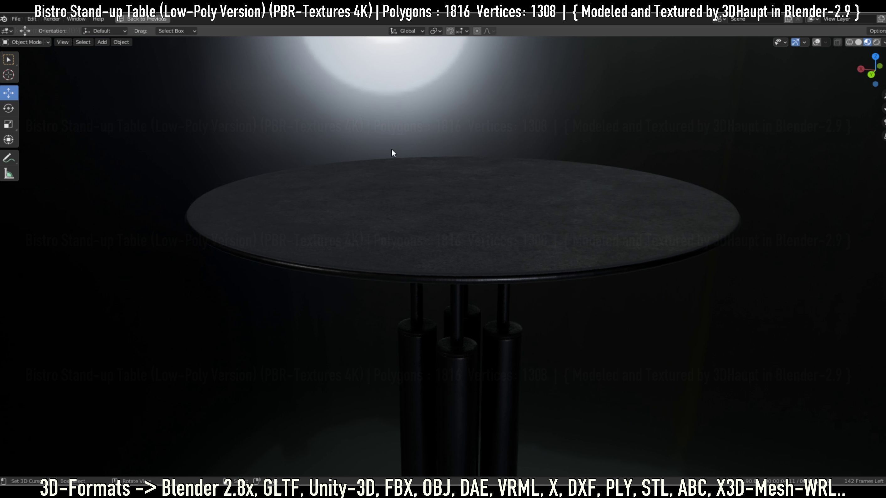 Bistro Stand-up Table Low-Poly Version Low-poly 3D model_146