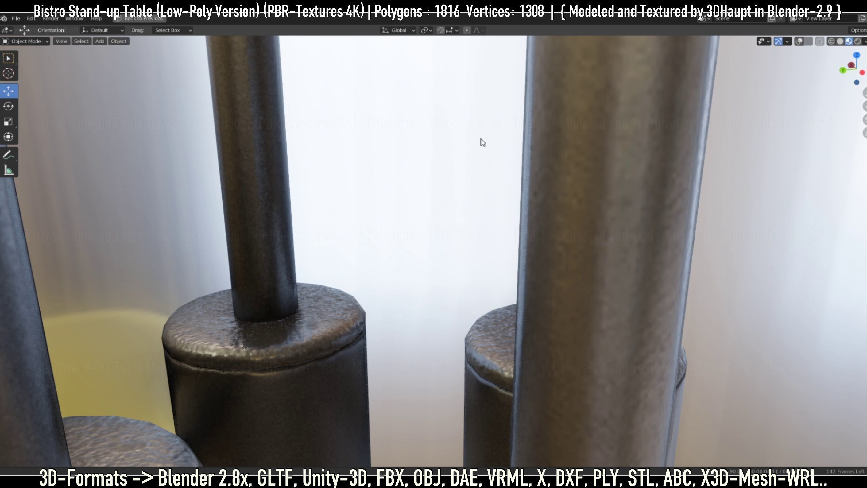 Bistro Stand-up Table Low-Poly Version Low-poly 3D model_7