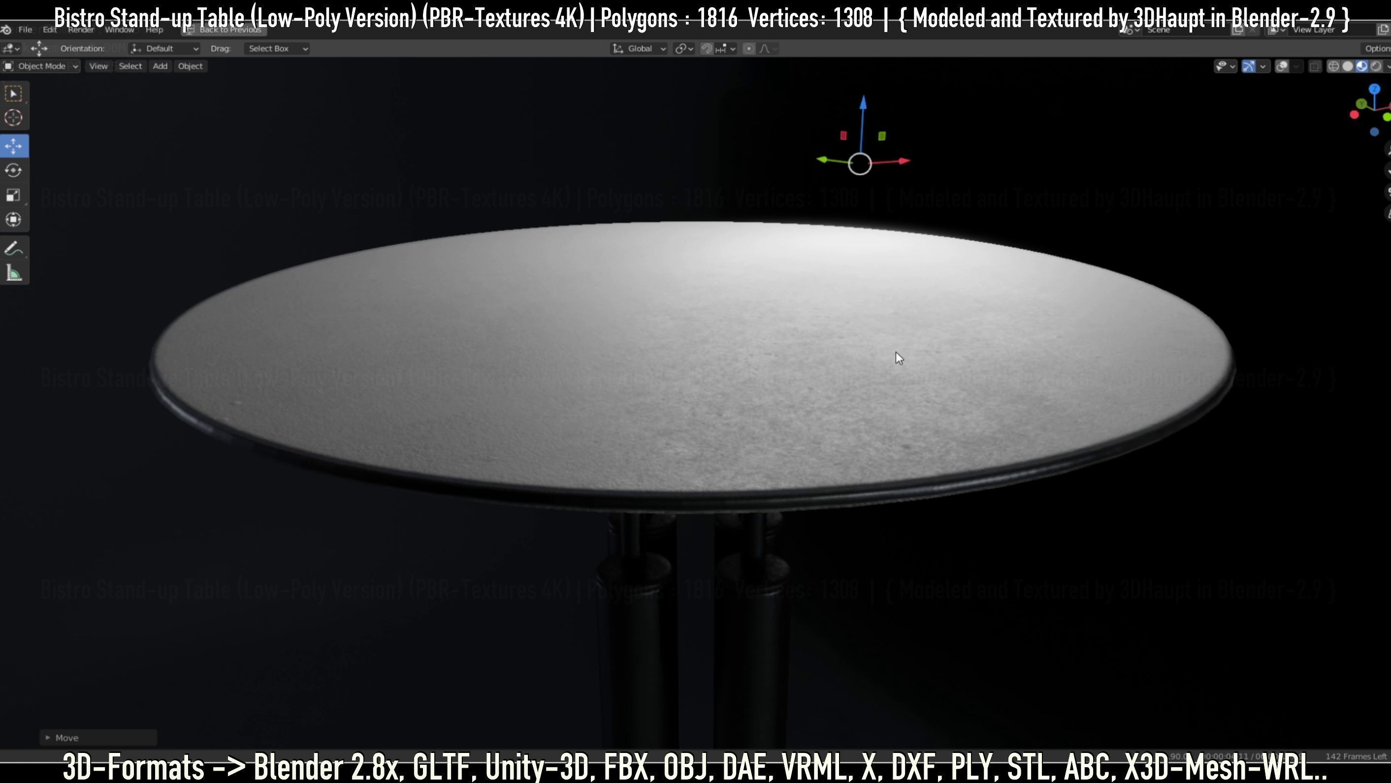 Bistro Stand-up Table Low-Poly Version Low-poly 3D model_11