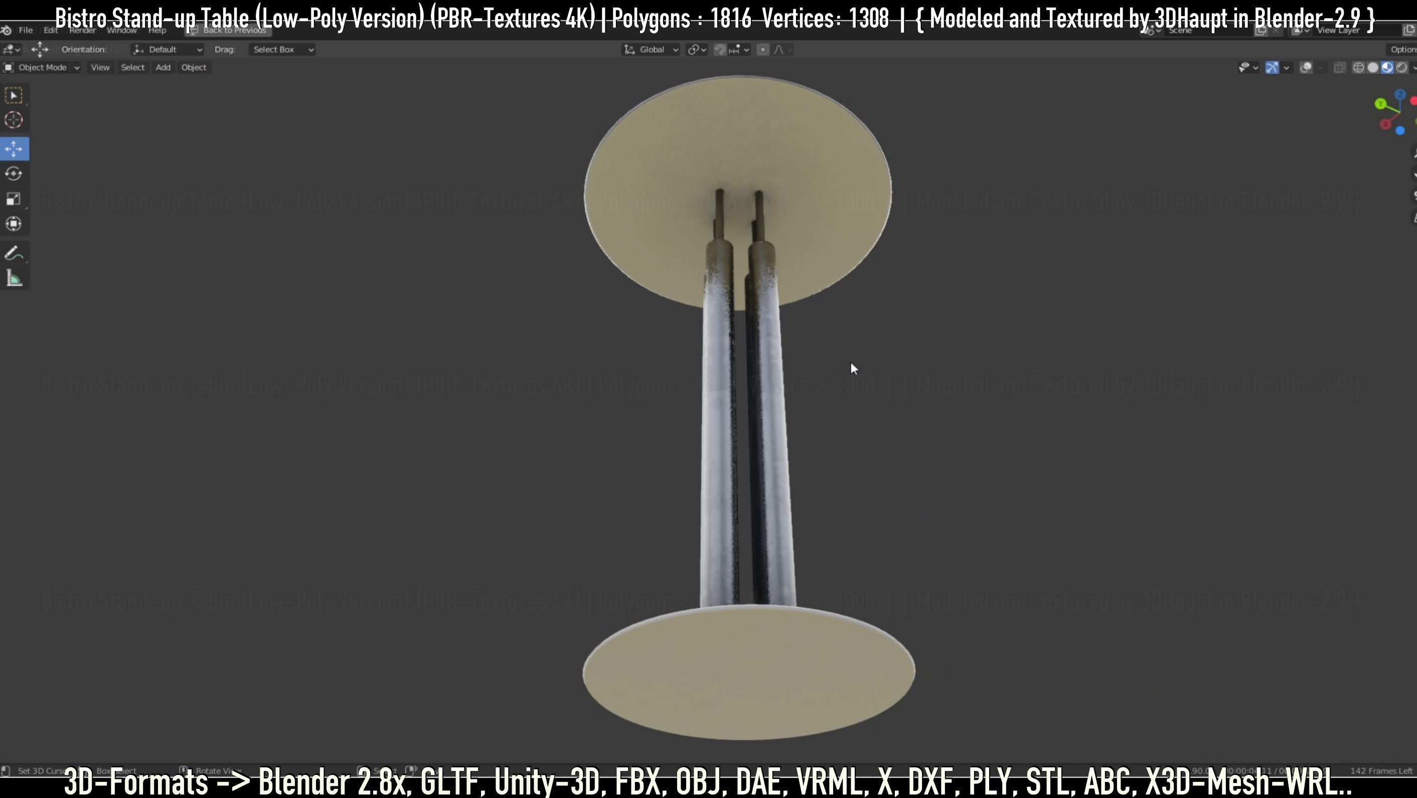 Bistro Stand-up Table Low-Poly Version Low-poly 3D model_53