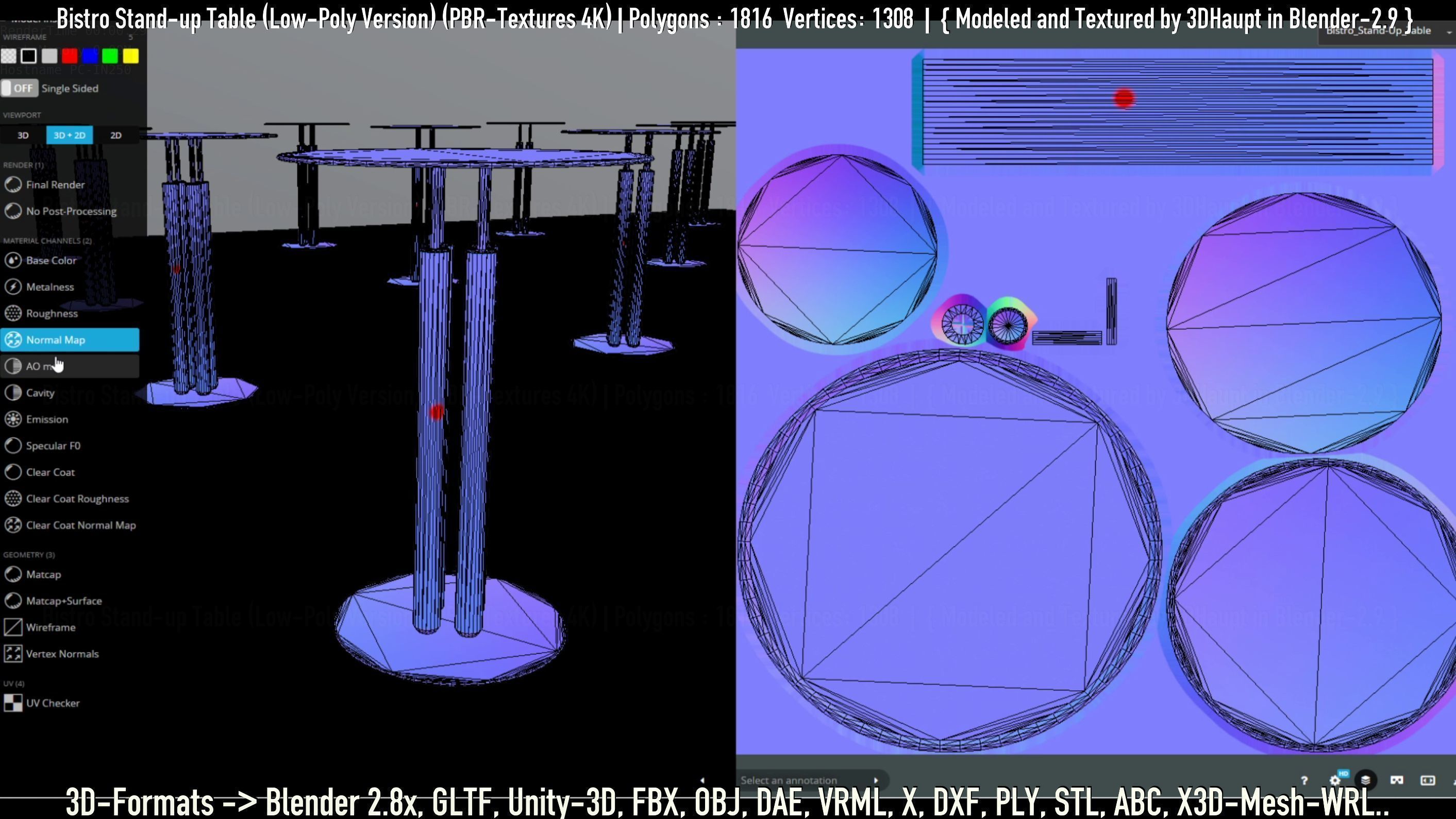 Bistro Stand-up Table Low-Poly Version Low-poly 3D model_34