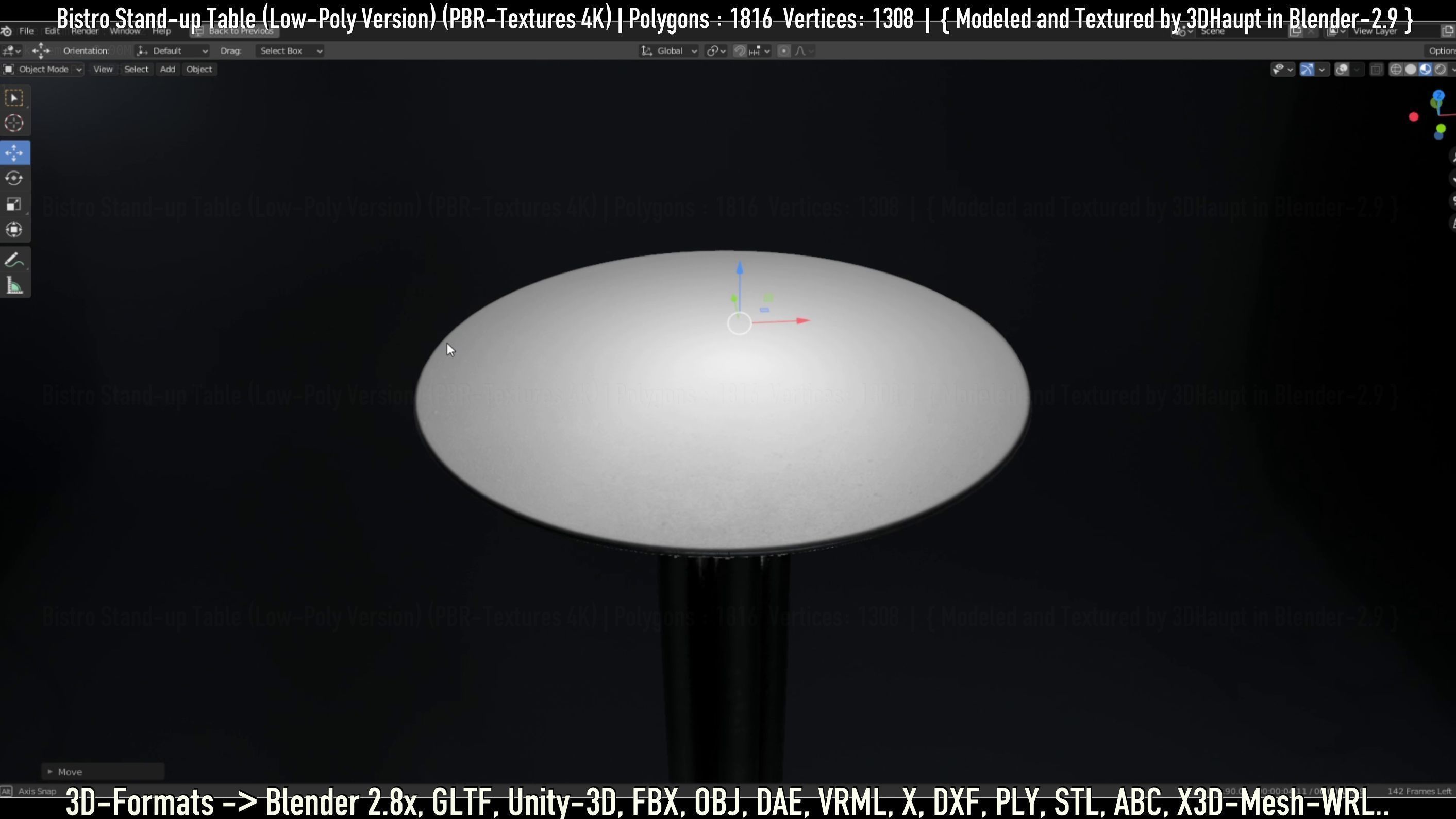 Bistro Stand-up Table Low-Poly Version Low-poly 3D model_30