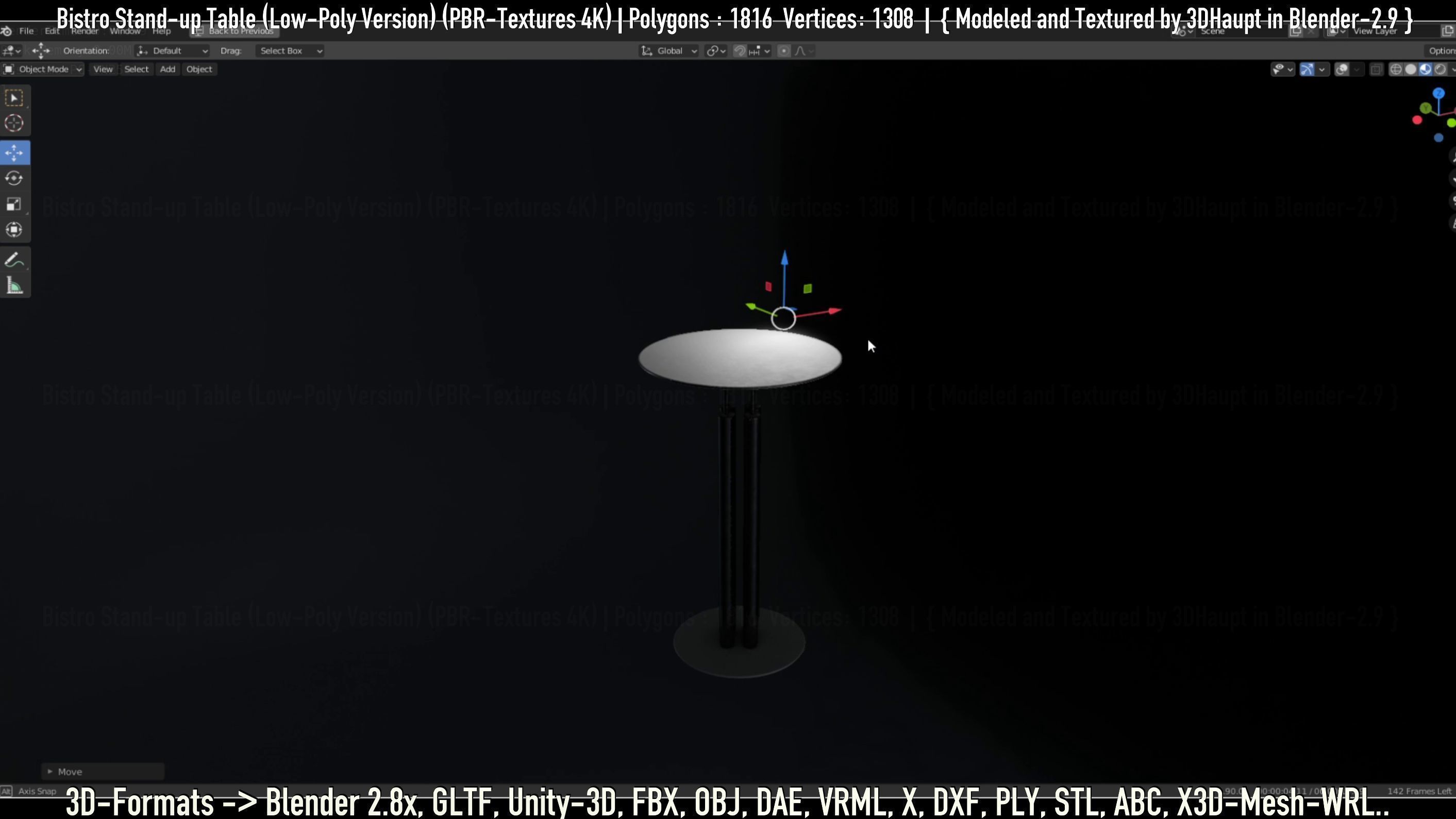Bistro Stand-up Table Low-Poly Version Low-poly 3D model_125