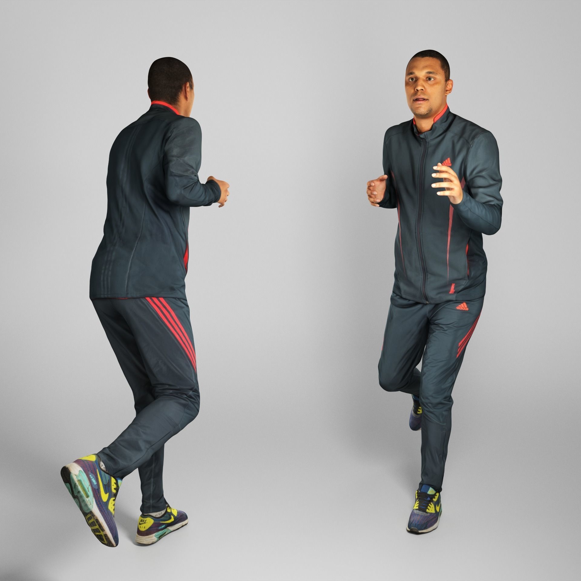 African man in sportsuit running 218 Low-poly 3D model_1