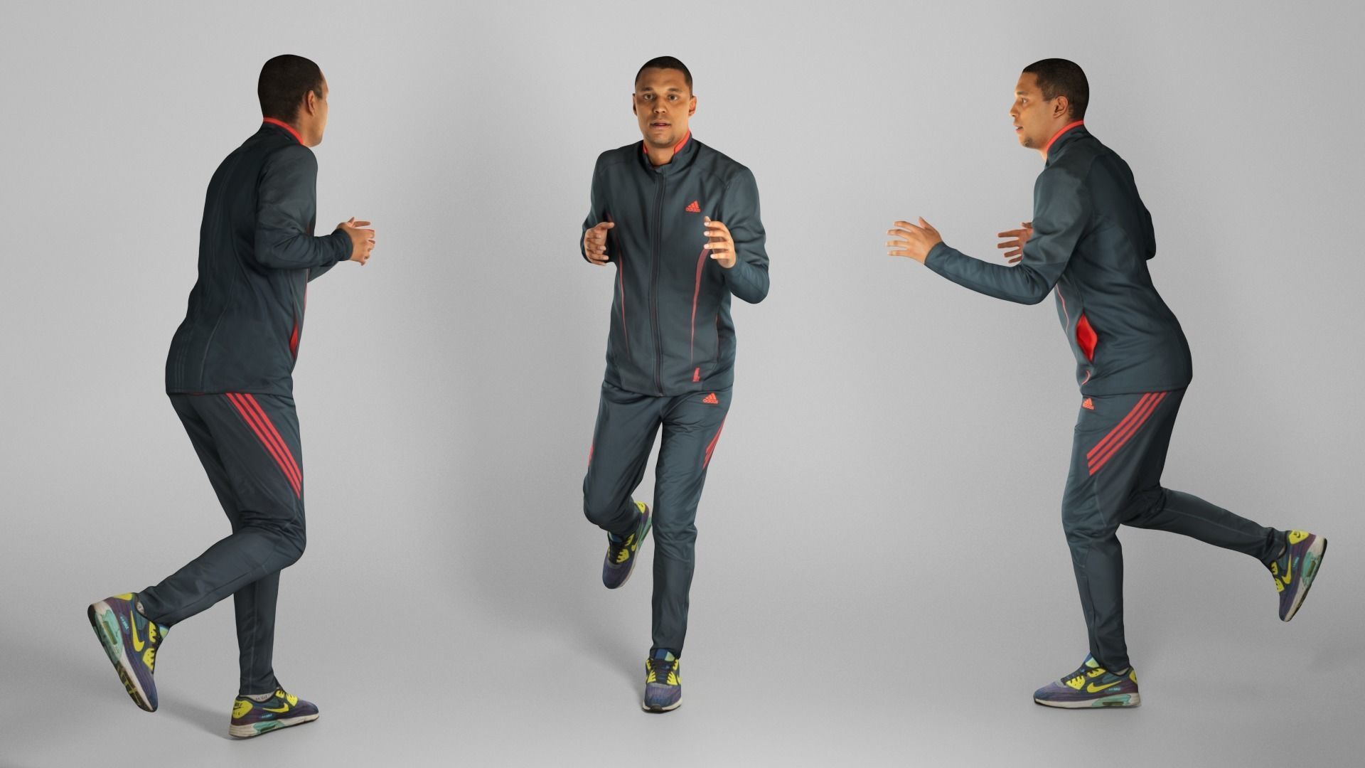 African man in sportsuit running 218 Low-poly 3D model_2