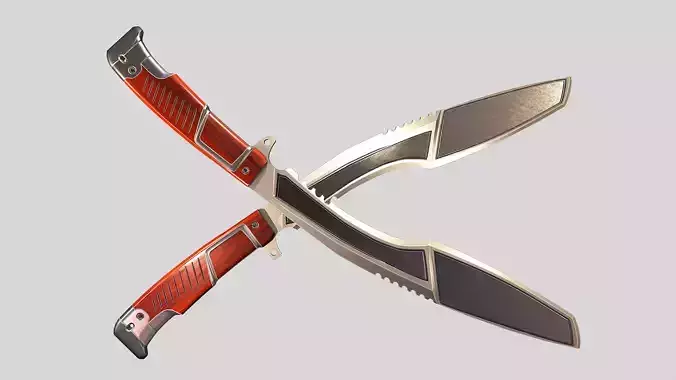 Silver Kukri Knife Low-poly 3D model