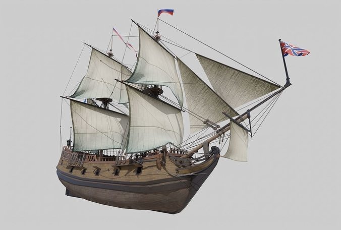 Ship of Vitus Bering St Peter Low-poly 3D model