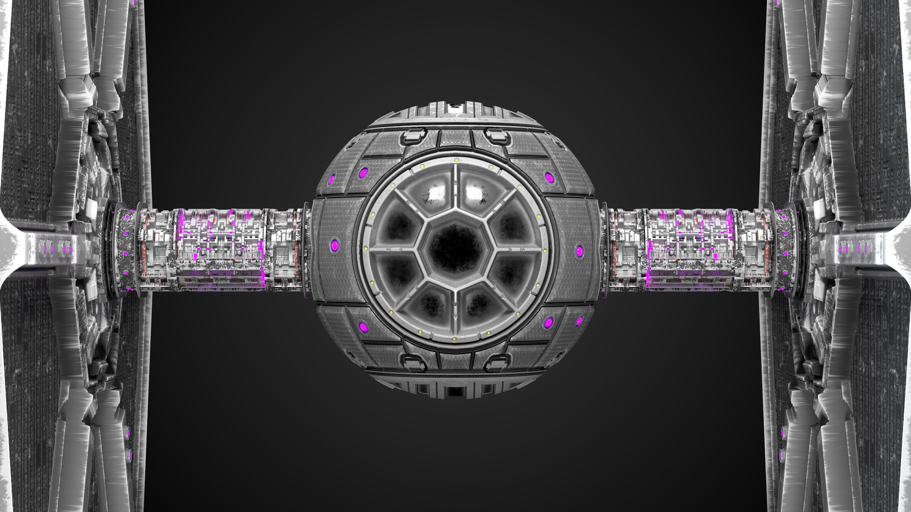 PBR Procedural Tie fighter Low-poly 3D model_6