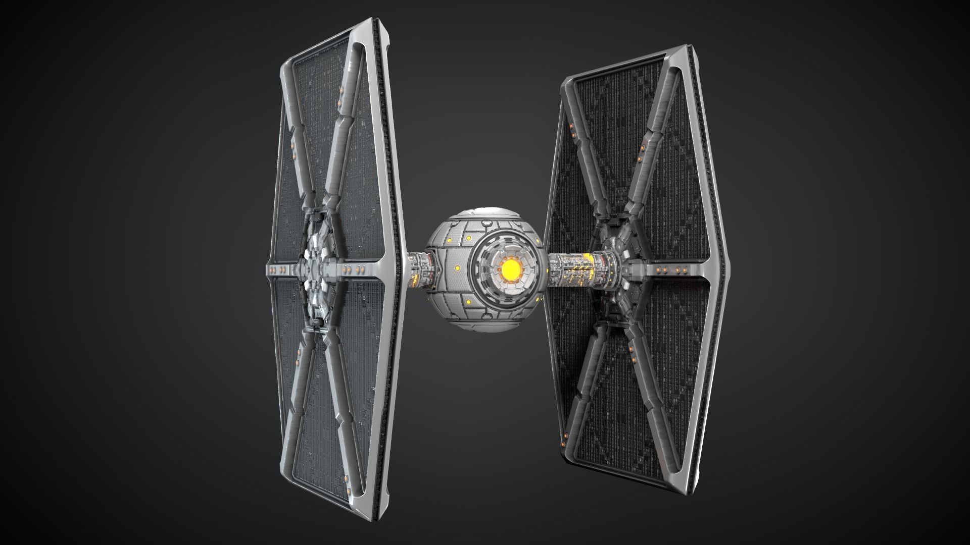 PBR Procedural Tie fighter Low-poly 3D model_20