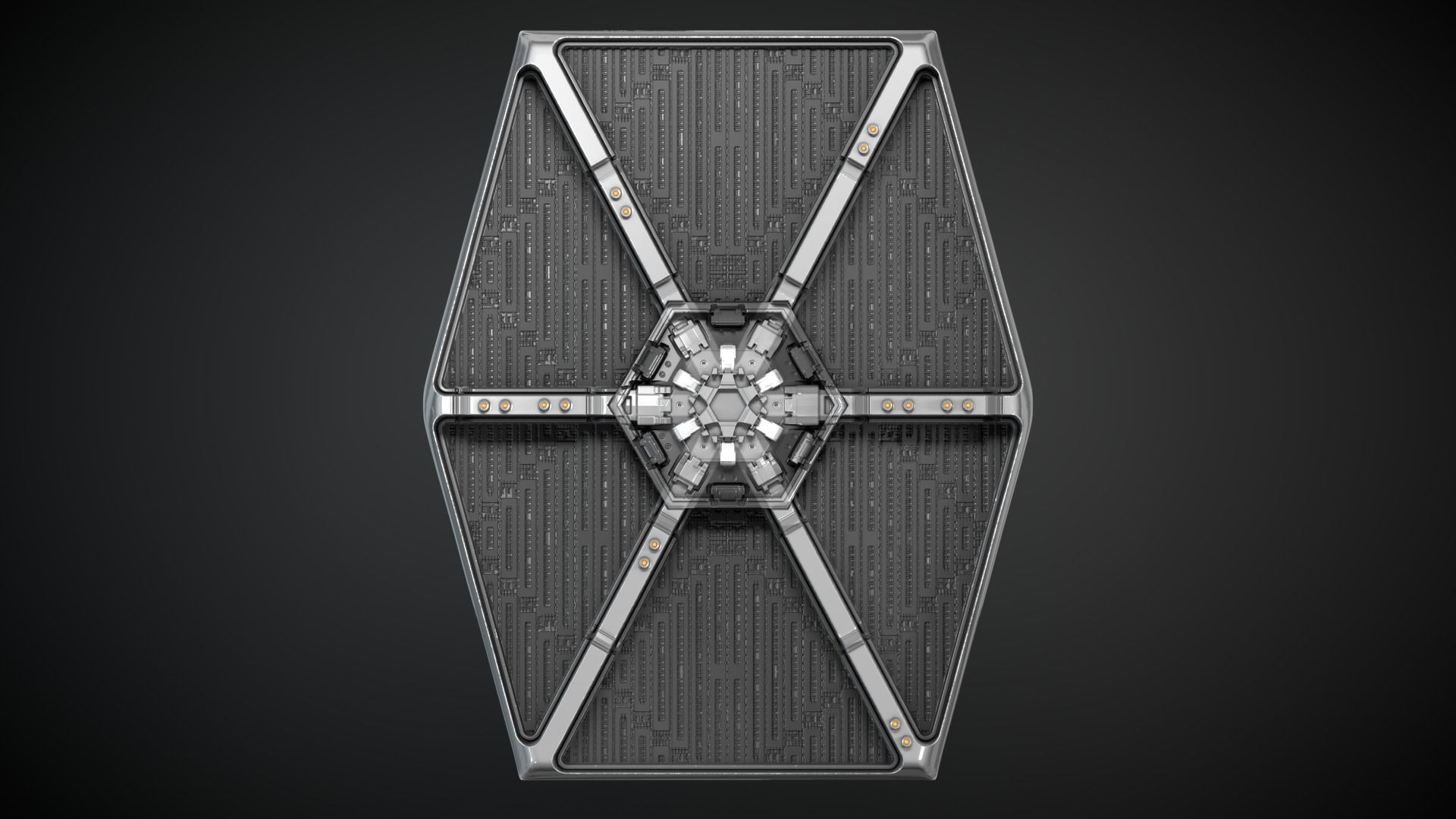 PBR Procedural Tie fighter Low-poly 3D model_18