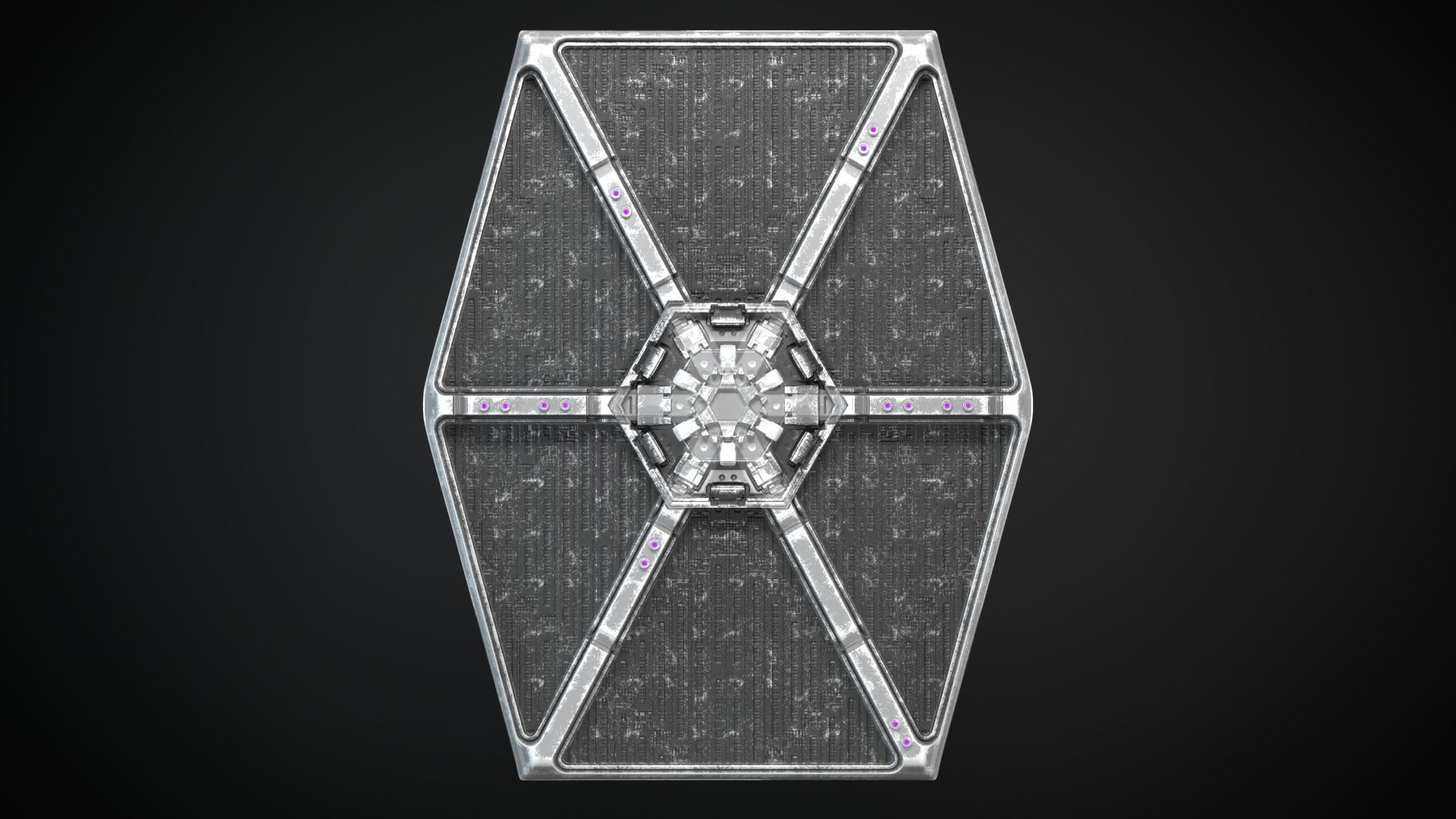 PBR Procedural Tie fighter Low-poly 3D model_13