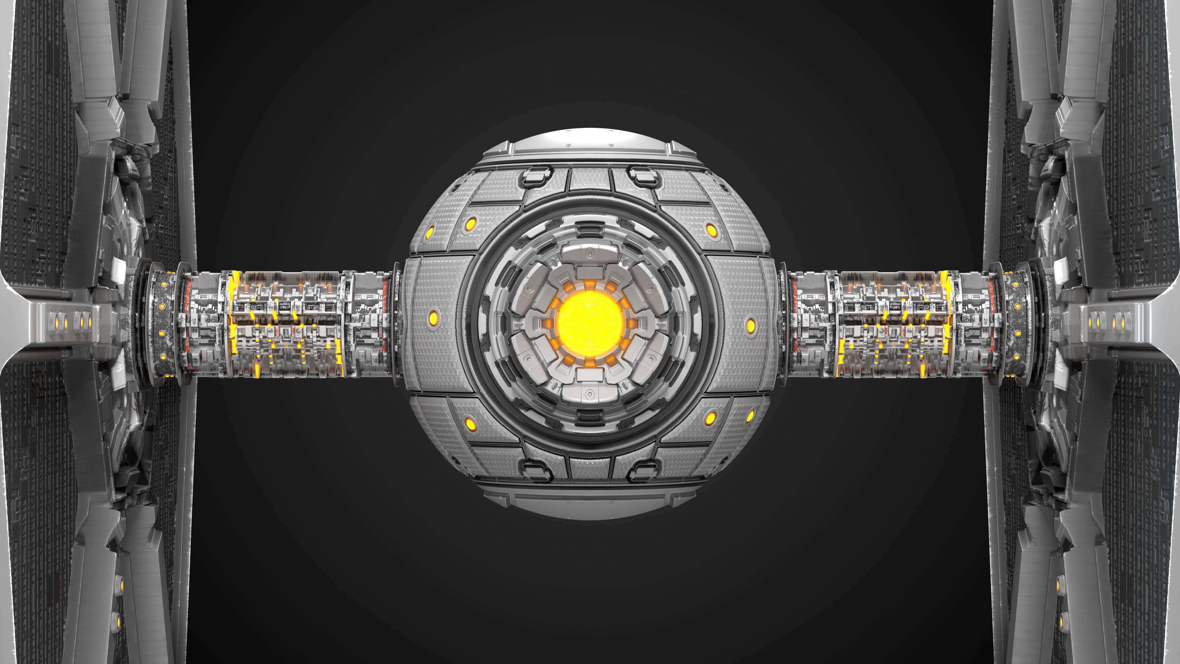 PBR Procedural Tie fighter Low-poly 3D model_14