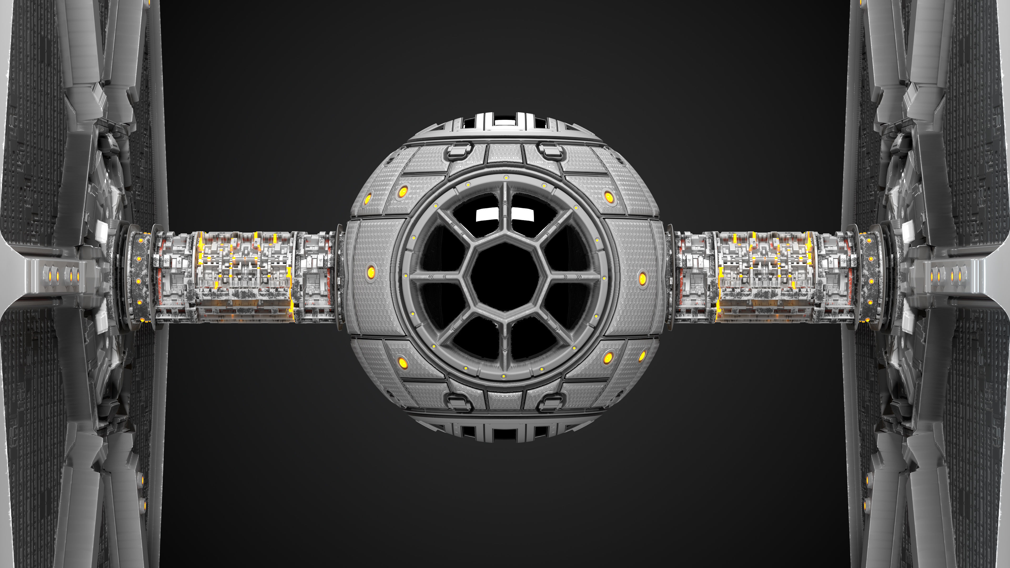 PBR Procedural Tie fighter Low-poly 3D model_16