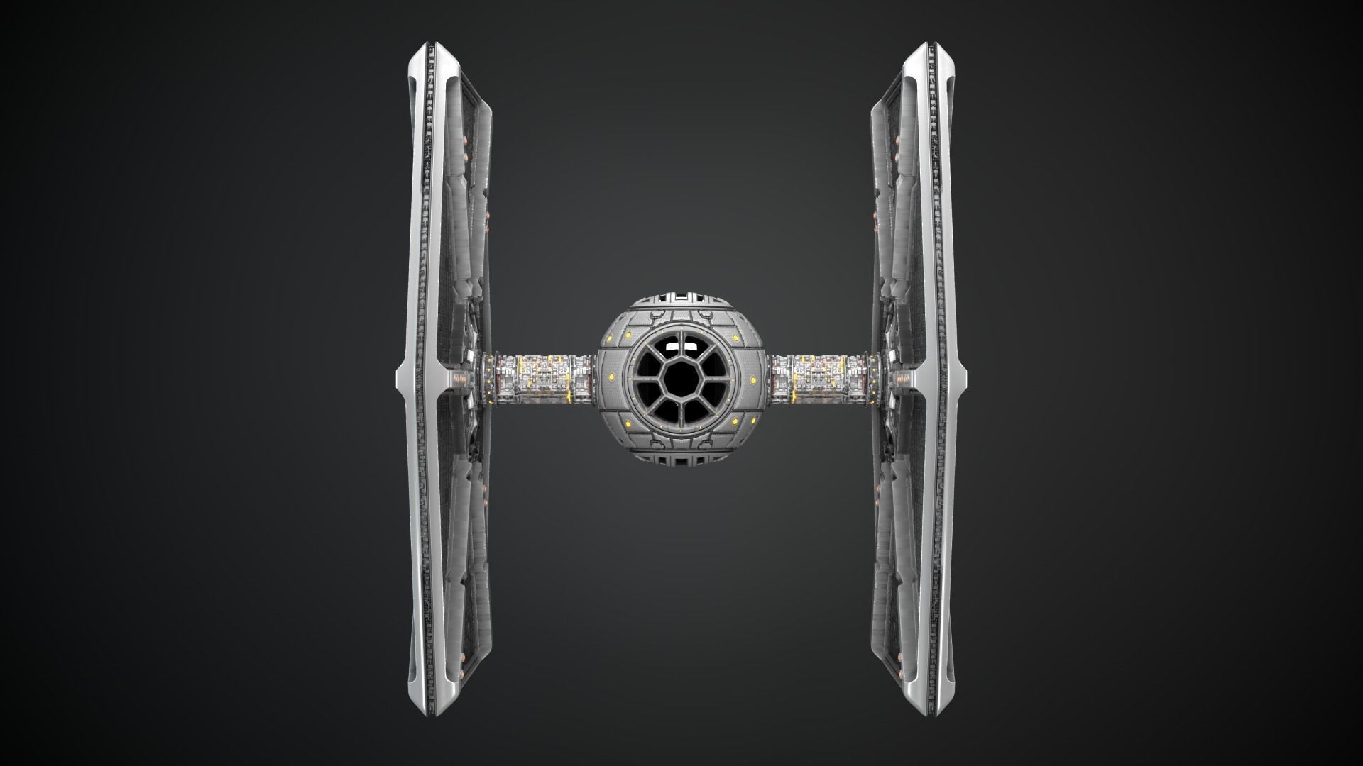 PBR Procedural Tie fighter Low-poly 3D model_9