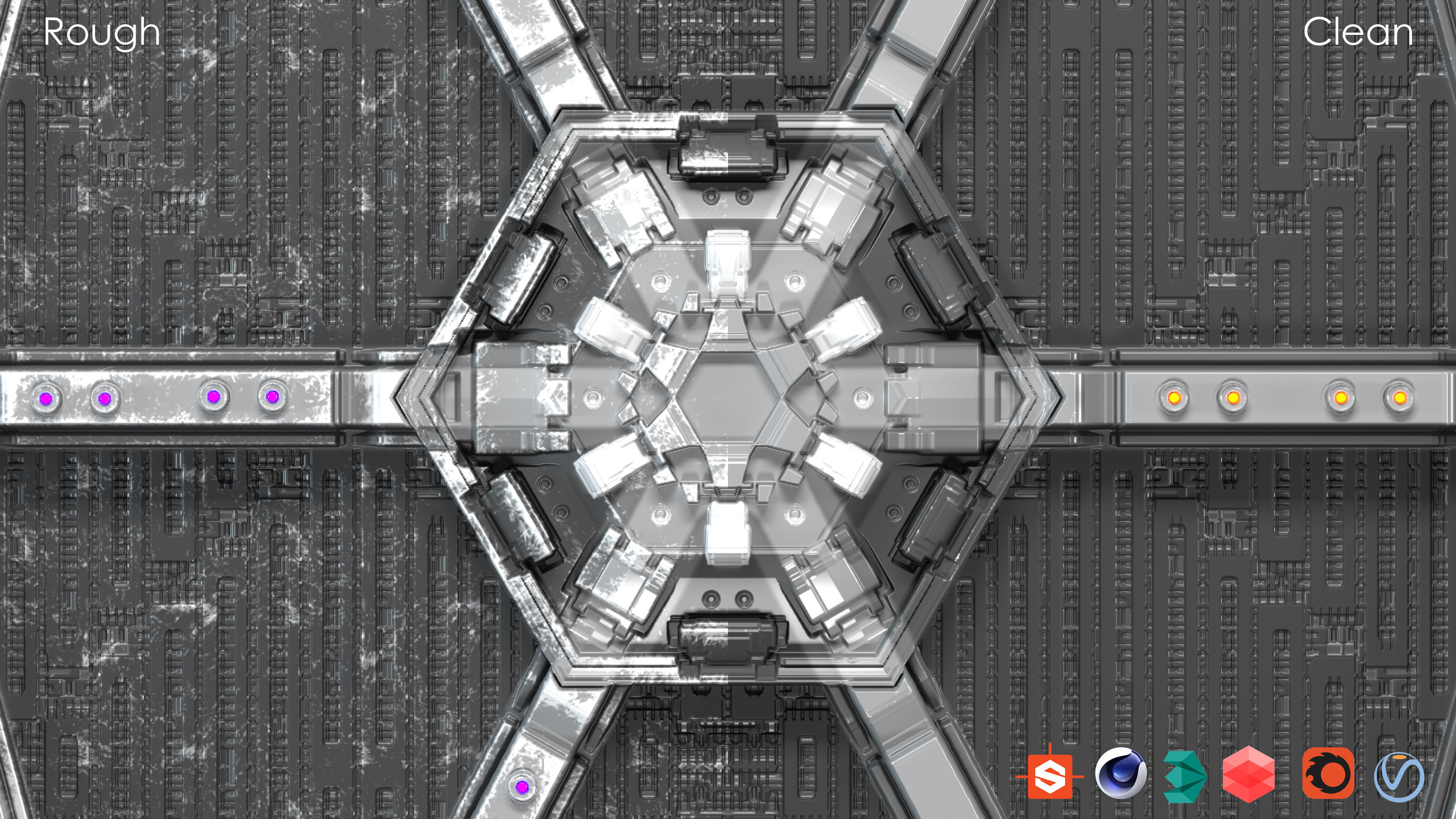 PBR Procedural Tie fighter Low-poly 3D model_3