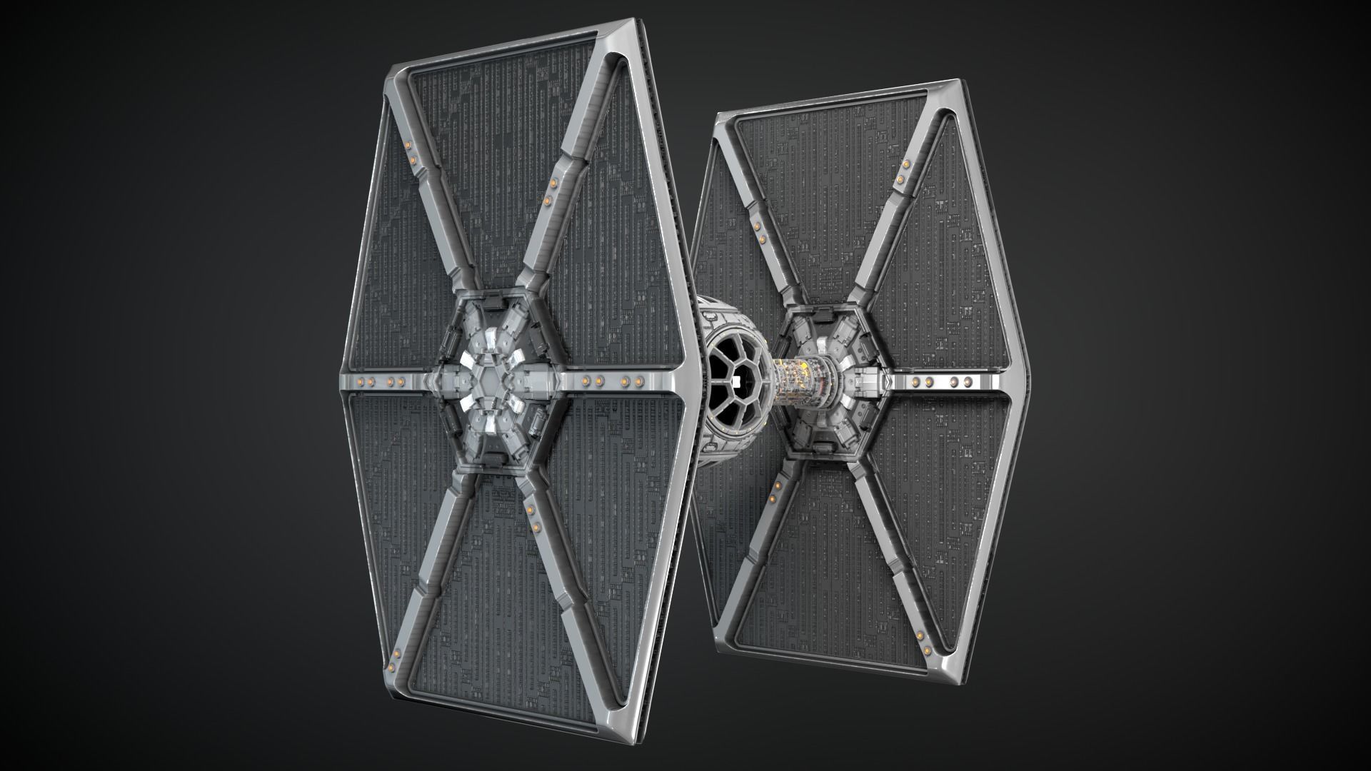 PBR Procedural Tie fighter Low-poly 3D model_22