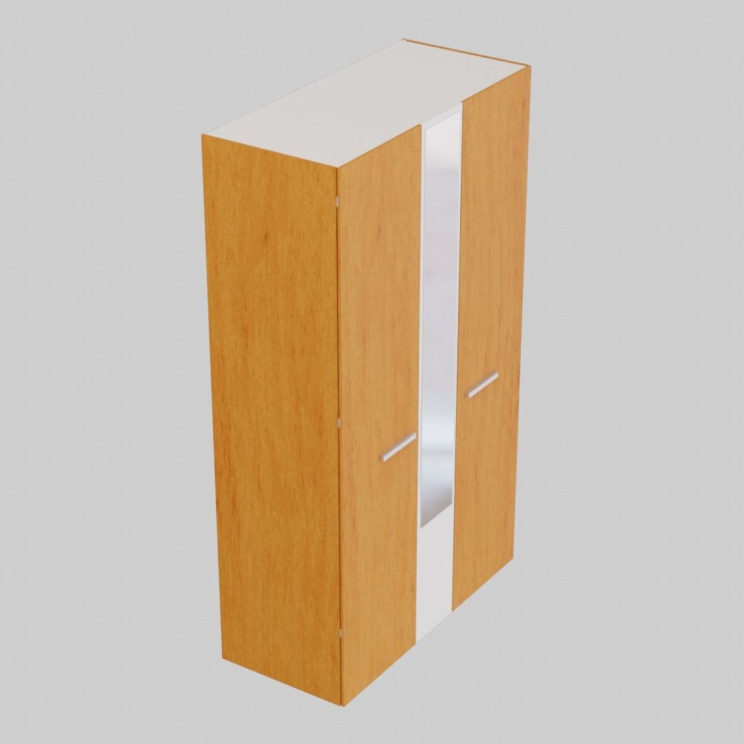 Wooden Wardrobe Free low-poly 3D model_7