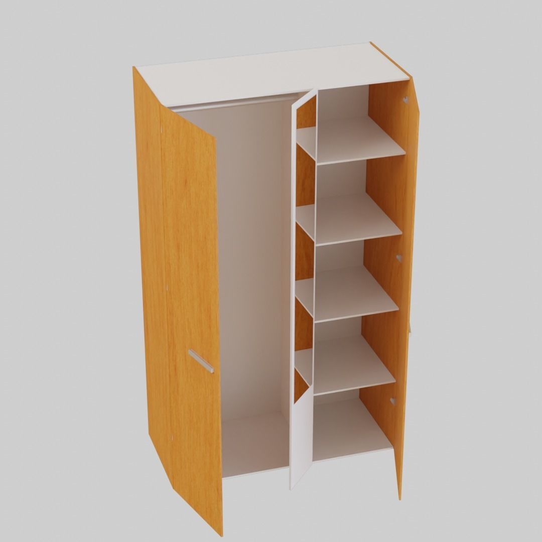 Wooden Wardrobe Free low-poly 3D model_1