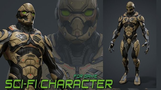 Sci-fi Character for Game Low-poly 3D model