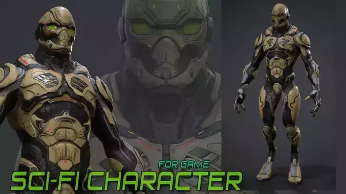 Sci-fi Character for Game Low-poly 3D model