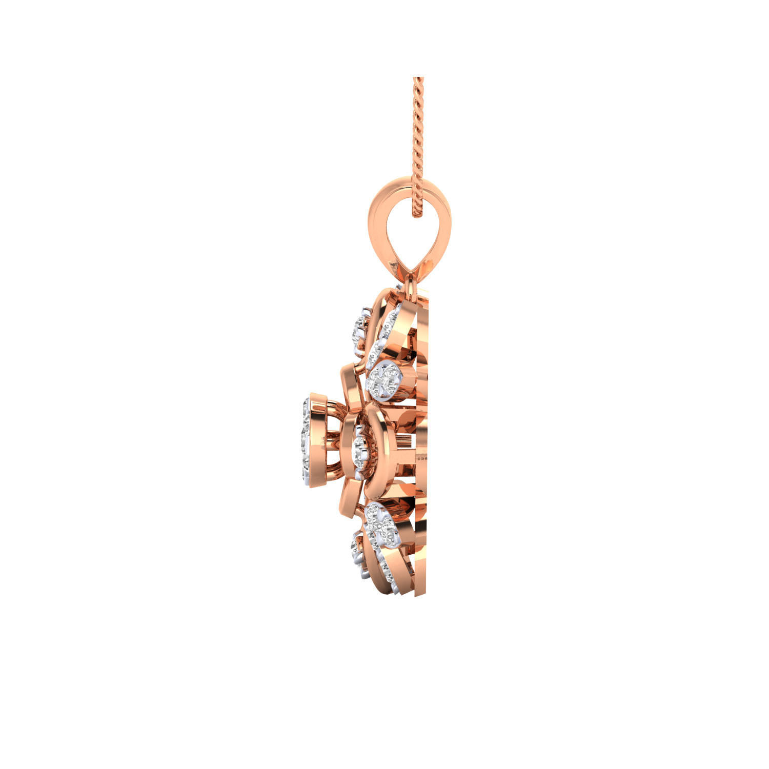 pendant-1179 rose gold pendant with diamonds 3D print model_7