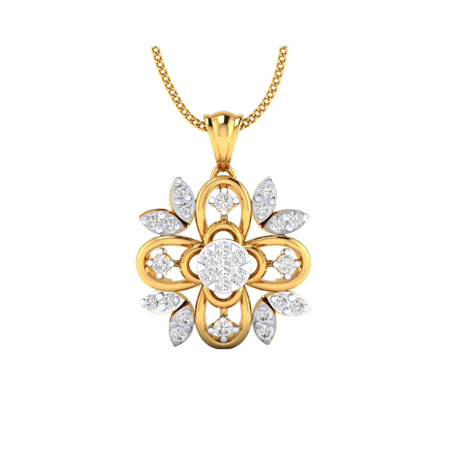 pendant-1179 rose gold pendant with diamonds 3D print model_16