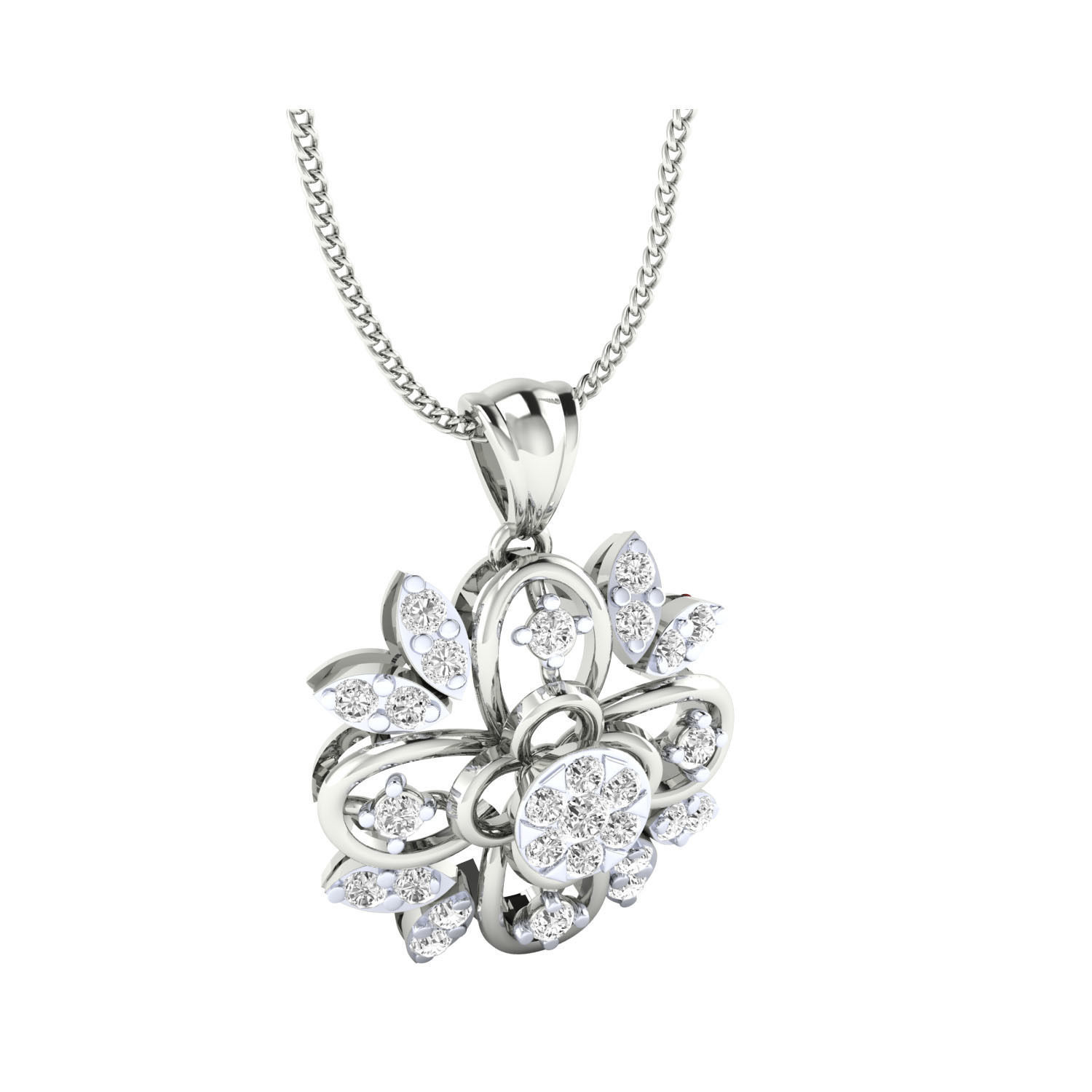 pendant-1179 rose gold pendant with diamonds 3D print model_3