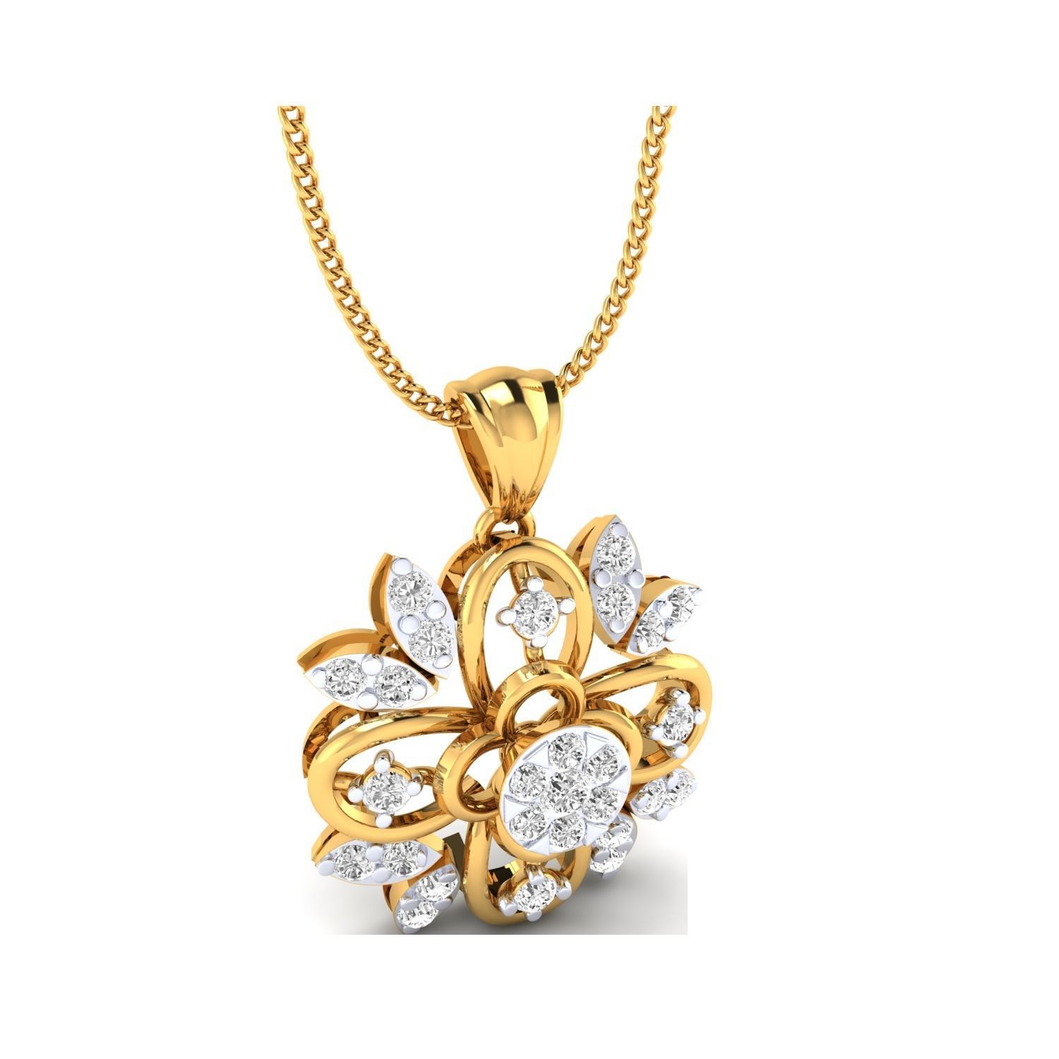 pendant-1179 rose gold pendant with diamonds 3D print model_6